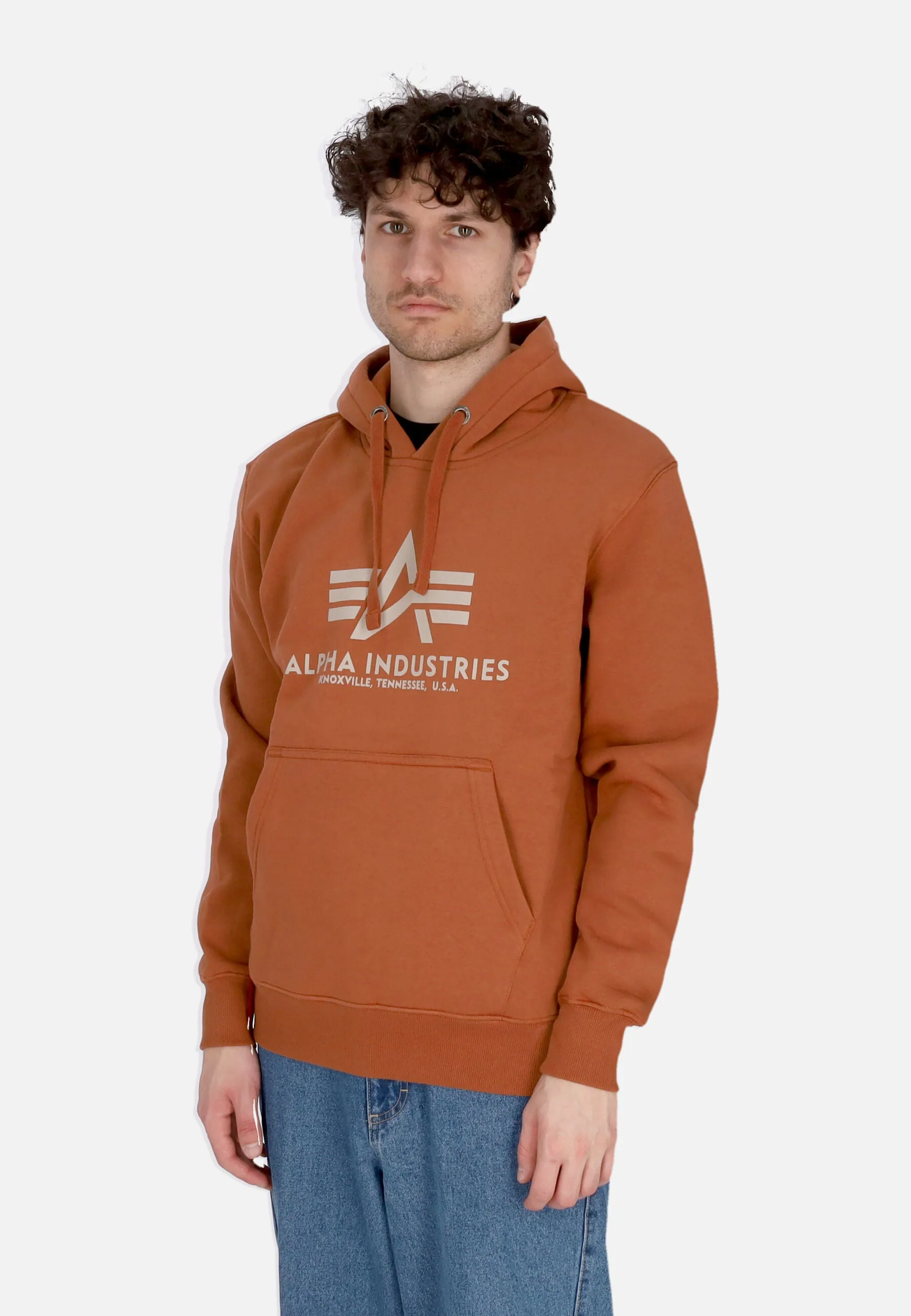 Felpa Cappuccio Uomo Basic Hoodie Hazel Brown