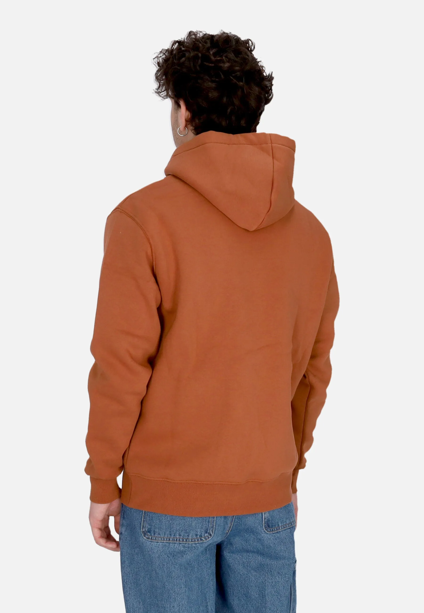 Felpa Cappuccio Uomo Basic Hoodie Hazel Brown