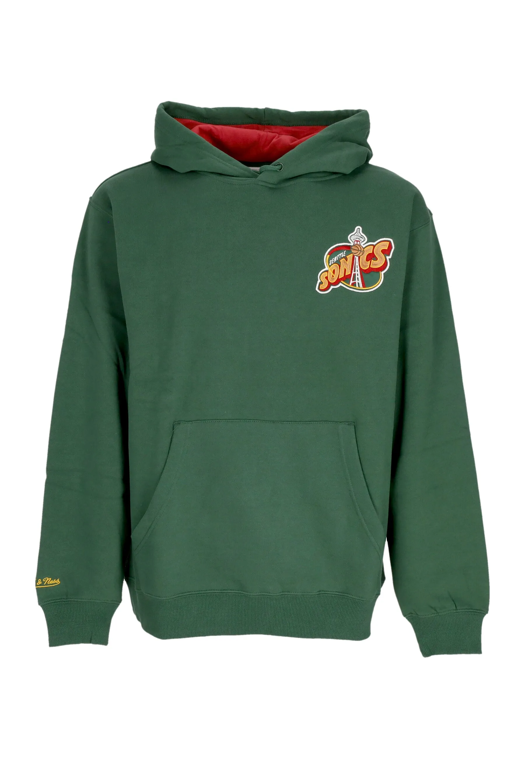 Felpa Cappuccio Uomo Nba Premium Fleece Vintage Logo Hoodie Shawn Kemp Seasup Bucks Green