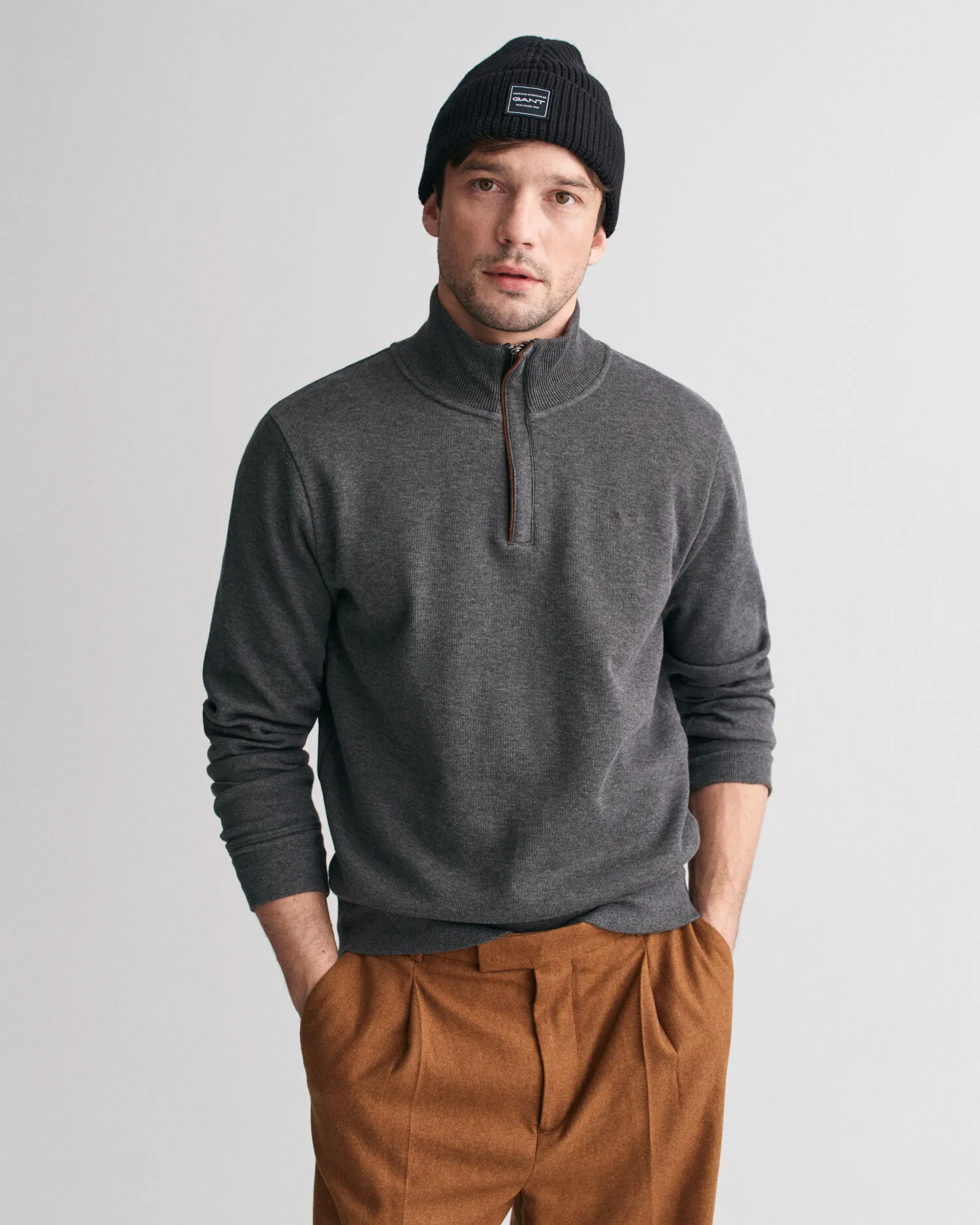 Felpa Sacker Rib con zip corta    