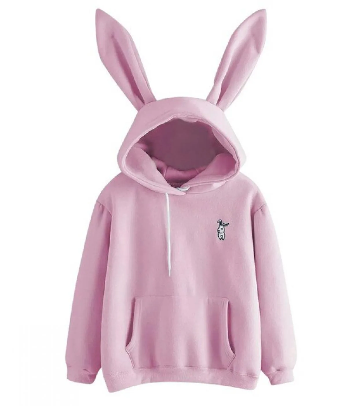 Felpe con cappuccio donna autunno manica lunga top carino coniglietto felpa con cappuccio solido camicette casual pullover felpe