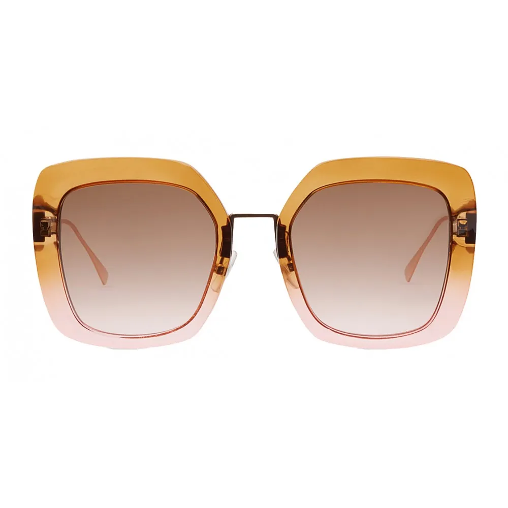 Fendi - Tropical Shine - Occhiali da Sole Oversize Marrone e Rosa - Occhiali da Sole - Fendi Eyewear