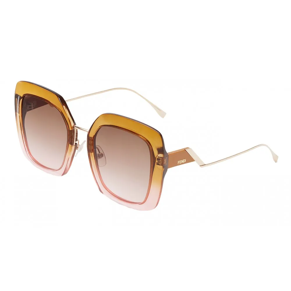Fendi - Tropical Shine - Occhiali da Sole Oversize Marrone e Rosa - Occhiali da Sole - Fendi Eyewear