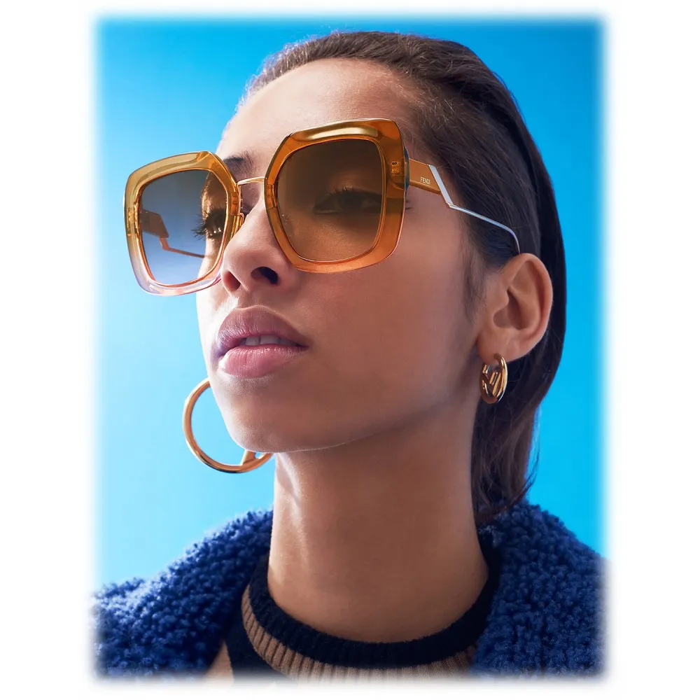 Fendi - Tropical Shine - Occhiali da Sole Oversize Marrone e Rosa - Occhiali da Sole - Fendi Eyewear