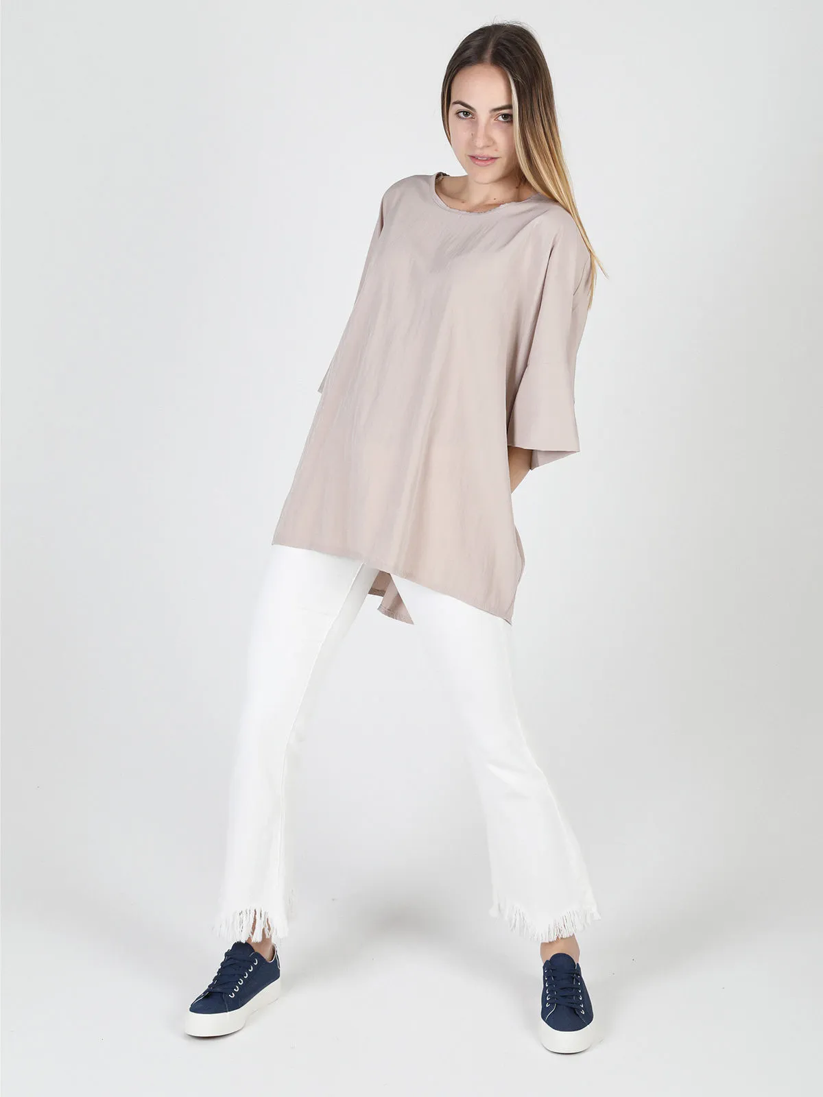 Floria Blouse femme oversize à manches courtes chauve-souris