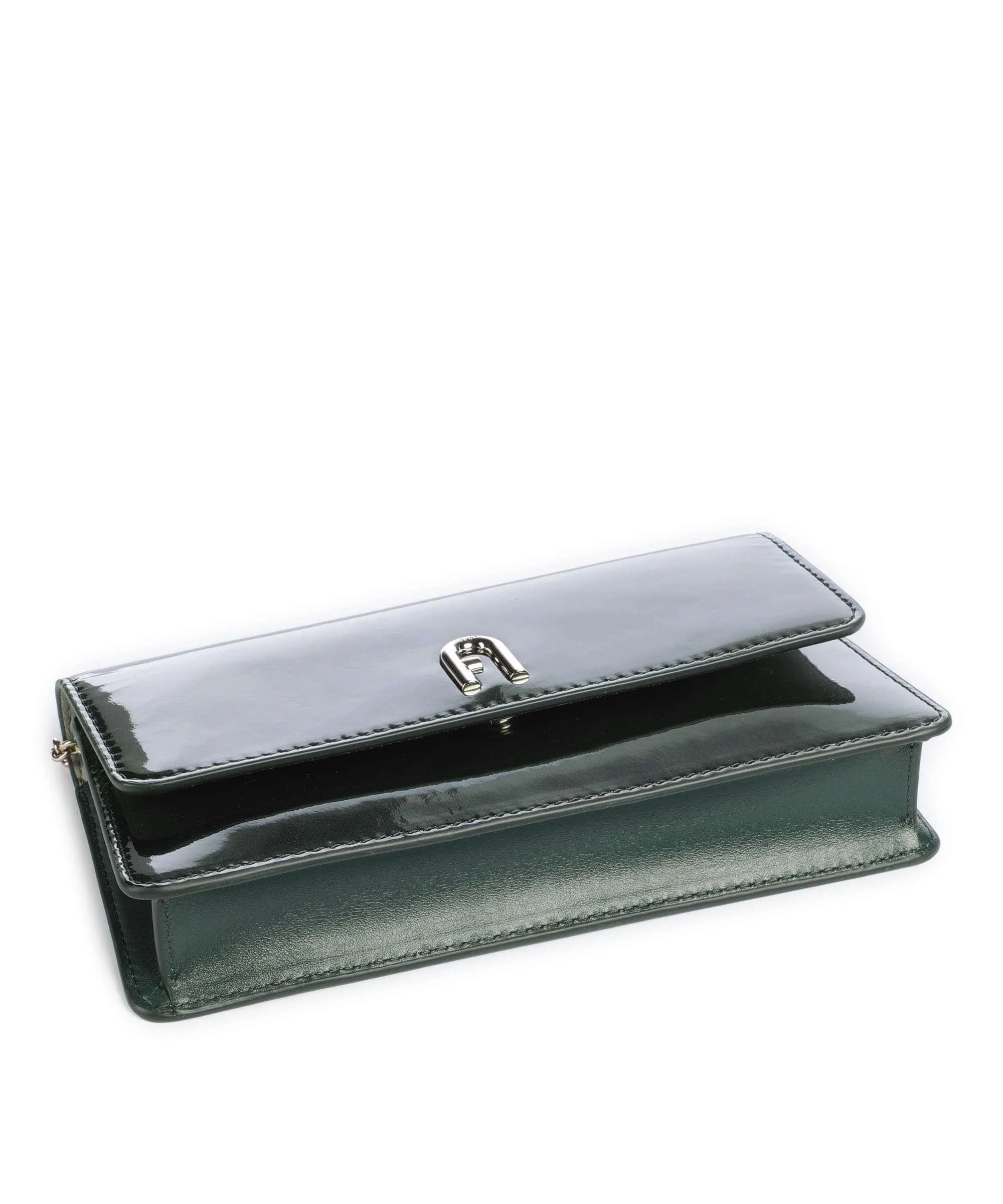  Furla Diamante Mini Borsa a tracolla pelle a grana fine verde scuro  