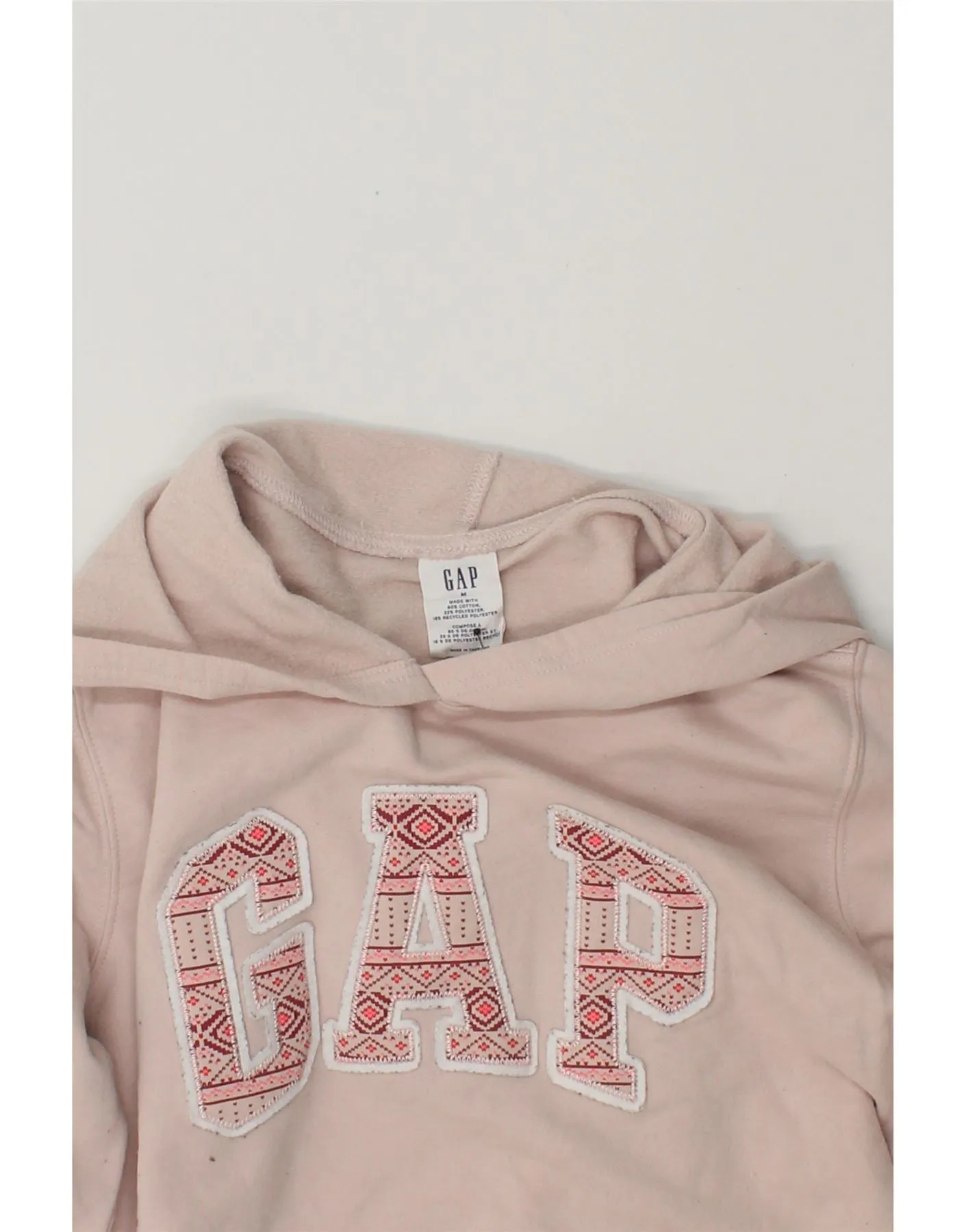 GAP Womens Graphic Hoodie Jumper UK 14 Medium Pink Cotton