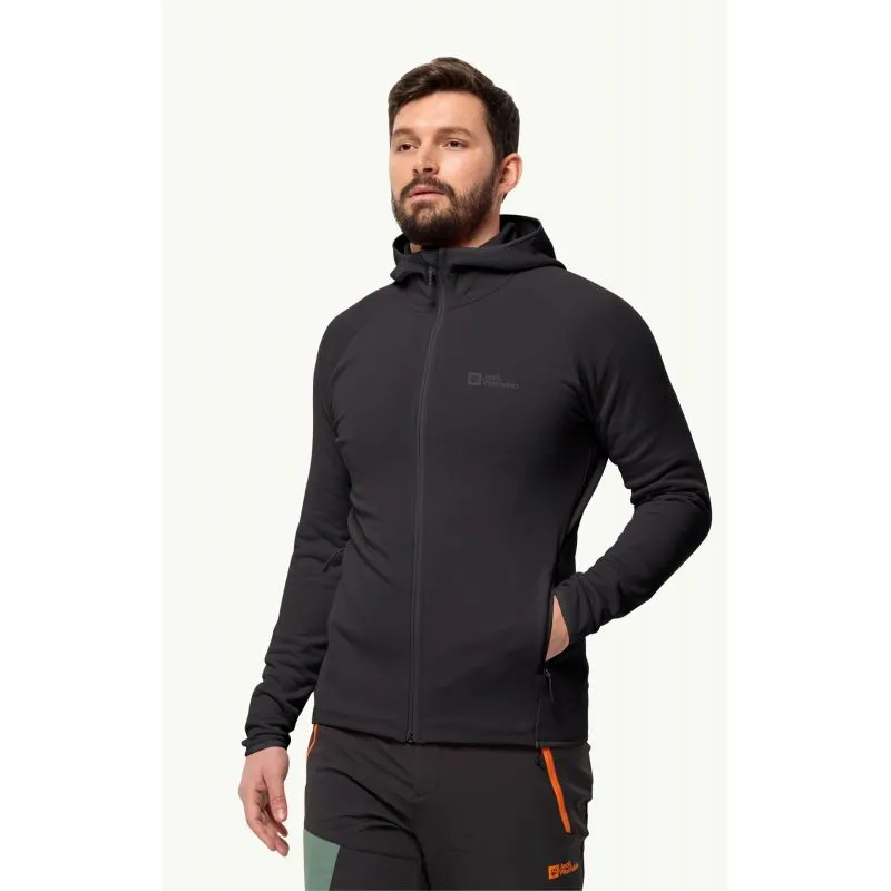 Giacca in pile da uomo JACK WOLSKINS BAISELBERG HOODED FZ (nero)
