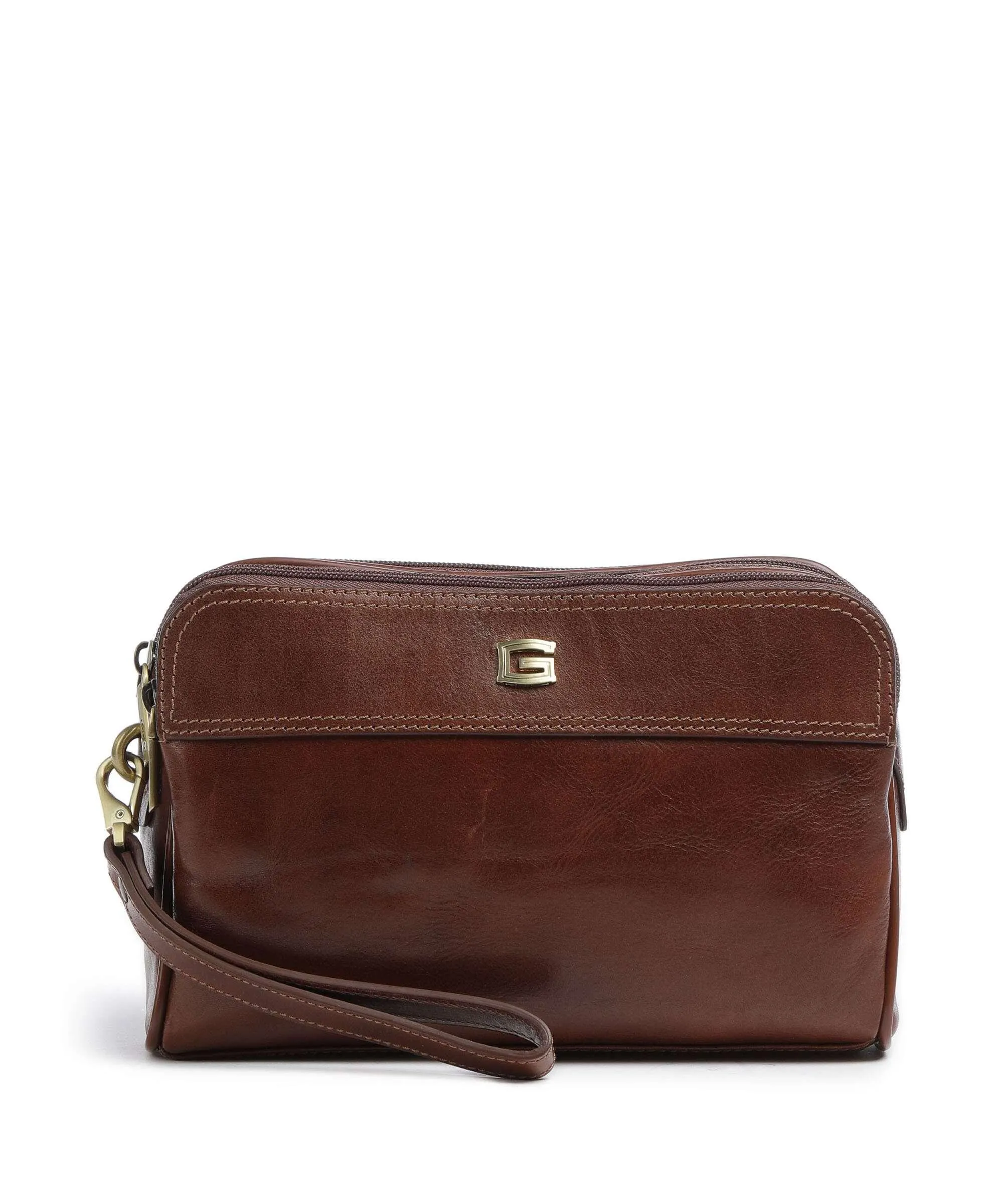  Giudi Borsa da polso pelle a grana fine marrone  