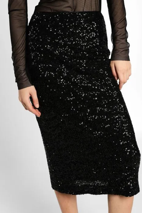 Gonna midi a tubino monocolour con paillettes IMPERIAL