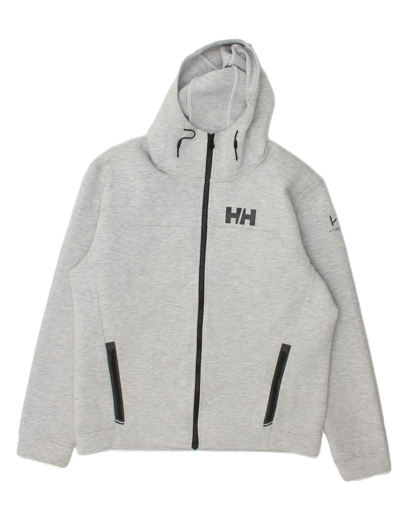 HELLY HANSEN Mens Big & Tall Graphic Zip Hoodie Sweater 2XL Grey Polyester