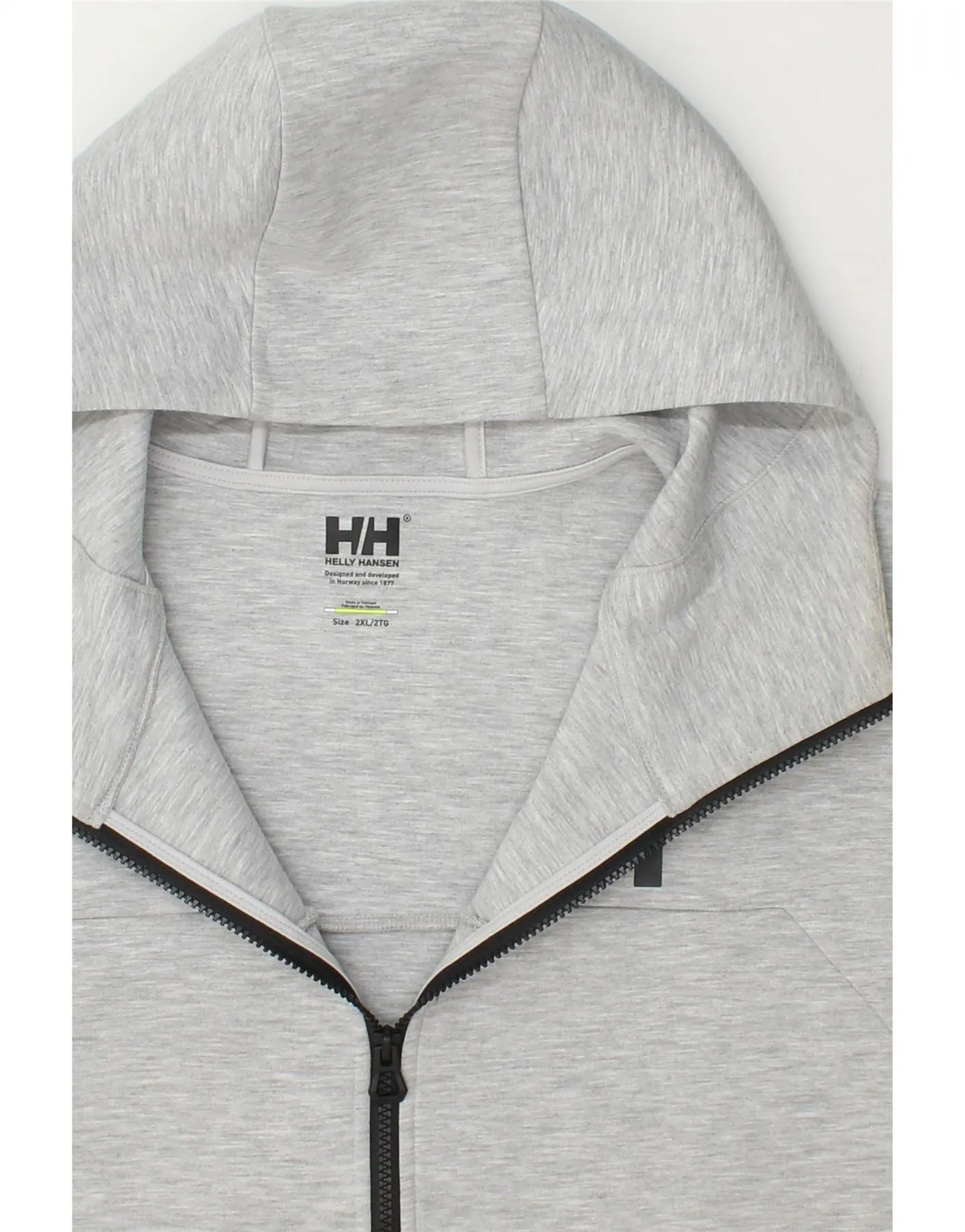 HELLY HANSEN Mens Big & Tall Graphic Zip Hoodie Sweater 2XL Grey Polyester