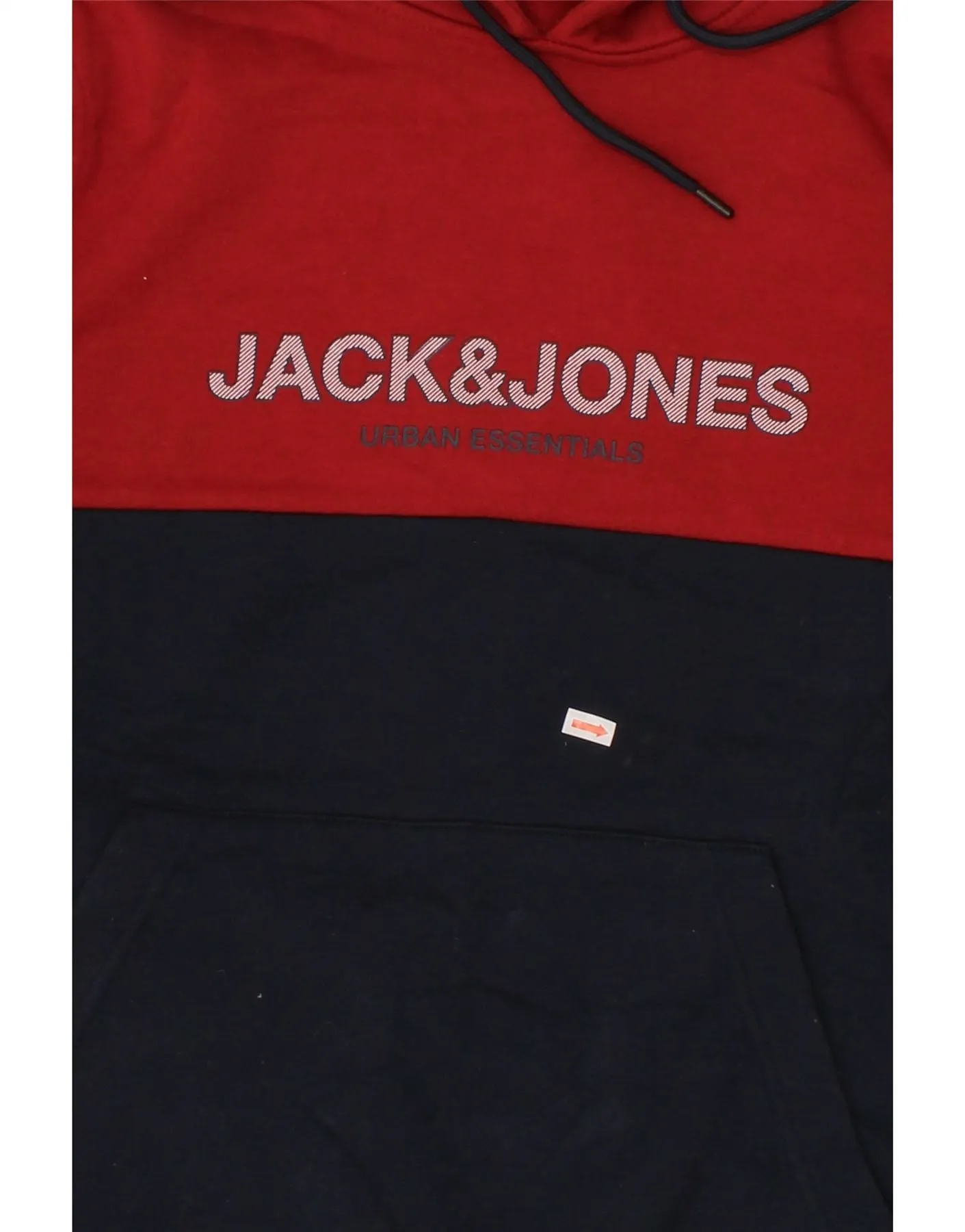 JACK & JONES Mens Graphic Hoodie Jumper Medium Red Colourblock Polyester