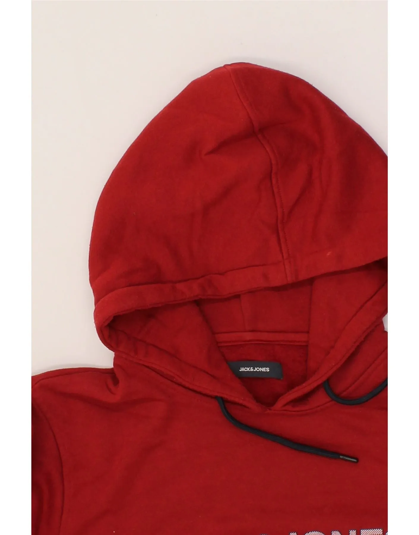 JACK & JONES Mens Graphic Hoodie Jumper Medium Red Colourblock Polyester