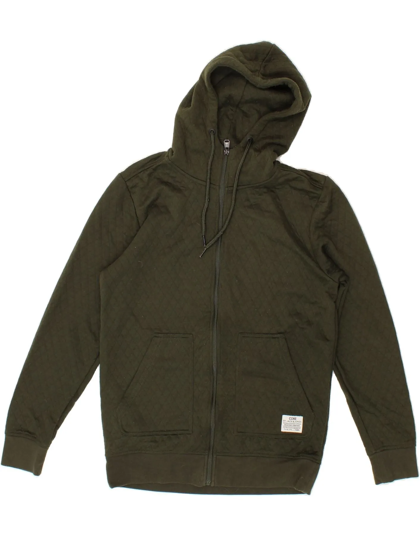JACK & JONES Mens Workwear Zip Hoodie Sweater Medium Green Polyester