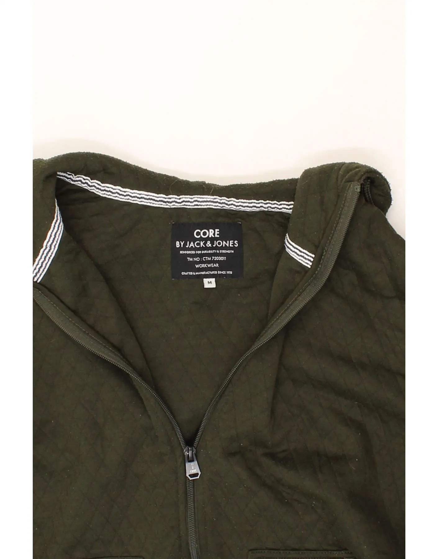 JACK & JONES Mens Workwear Zip Hoodie Sweater Medium Green Polyester
