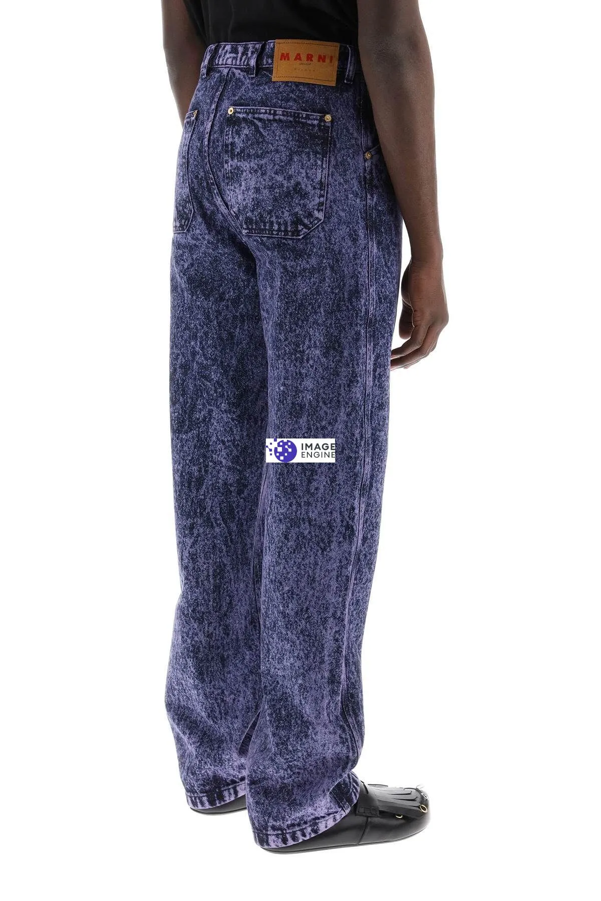 Jeans loose in denim marmorizzato