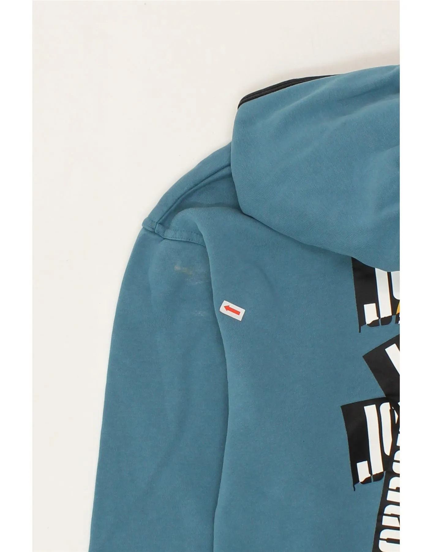 JORDAN Mens Graphic Hoodie Jumper Small Blue Cotton