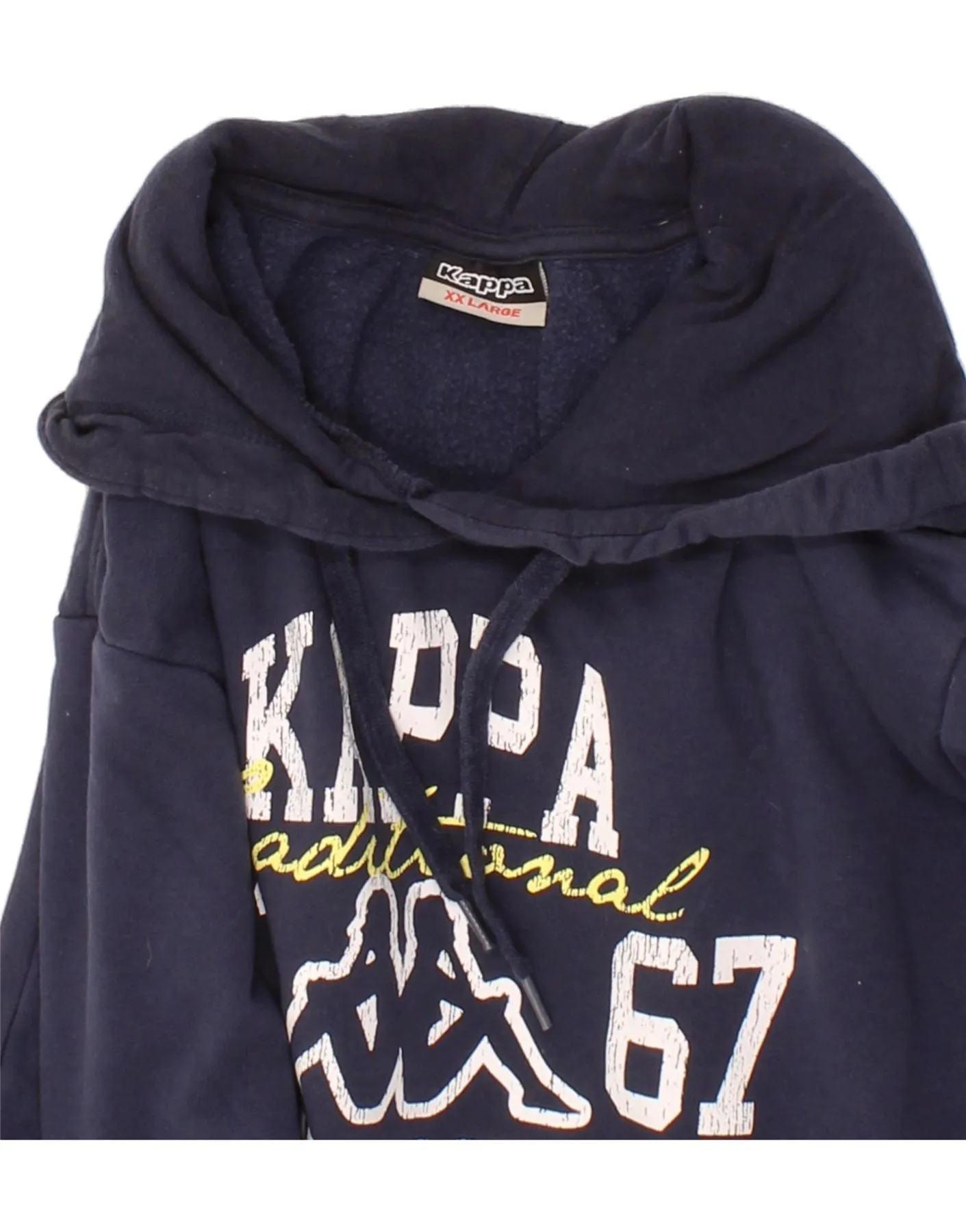 KAPPA Mens Graphic Hoodie Jumper 2XL Navy Blue Cotton