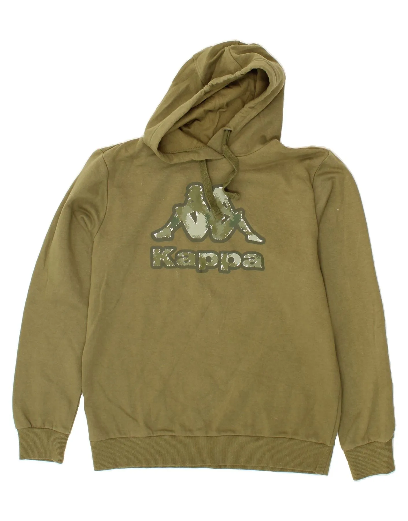 KAPPA Mens Graphic Hoodie Jumper Medium Khaki Cotton
