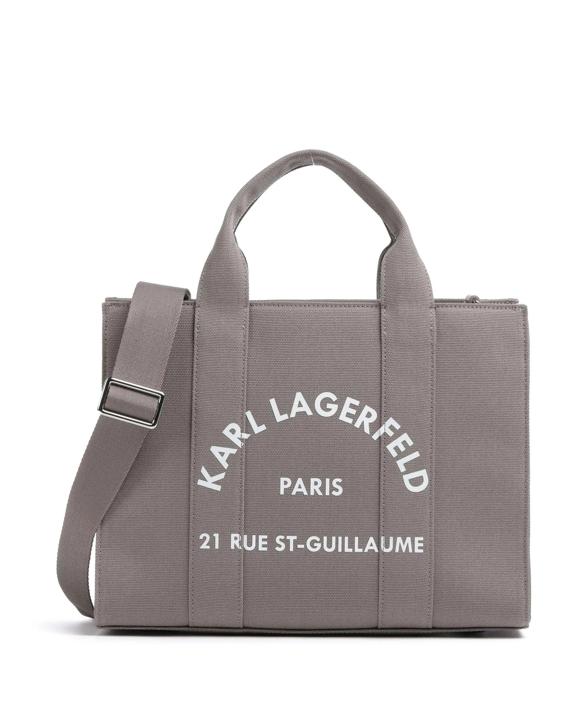  Karl Lagerfeld K/Rue St Guillaume Medium Borsa a mano cotone grigio  