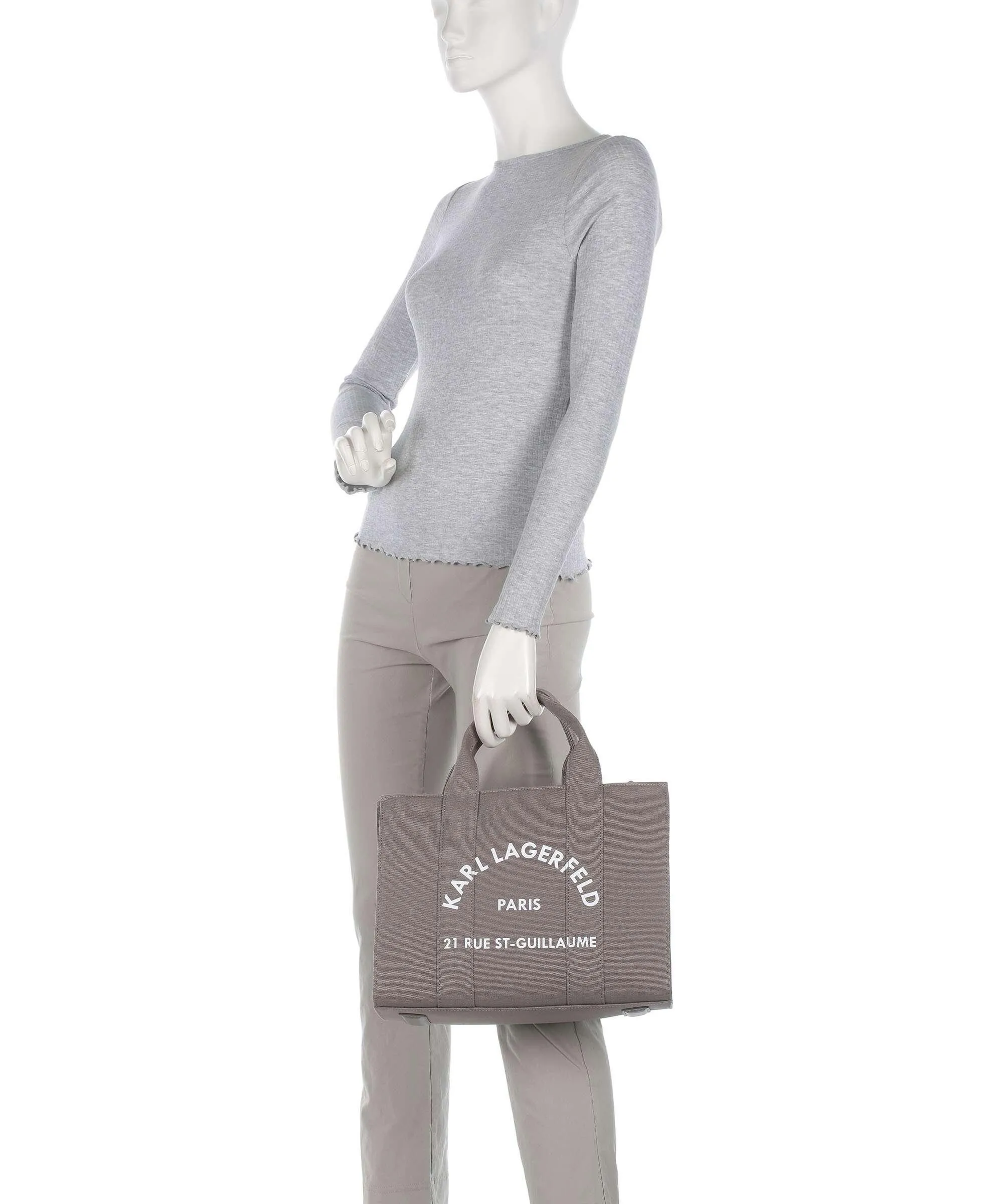  Karl Lagerfeld K/Rue St Guillaume Medium Borsa a mano cotone grigio  