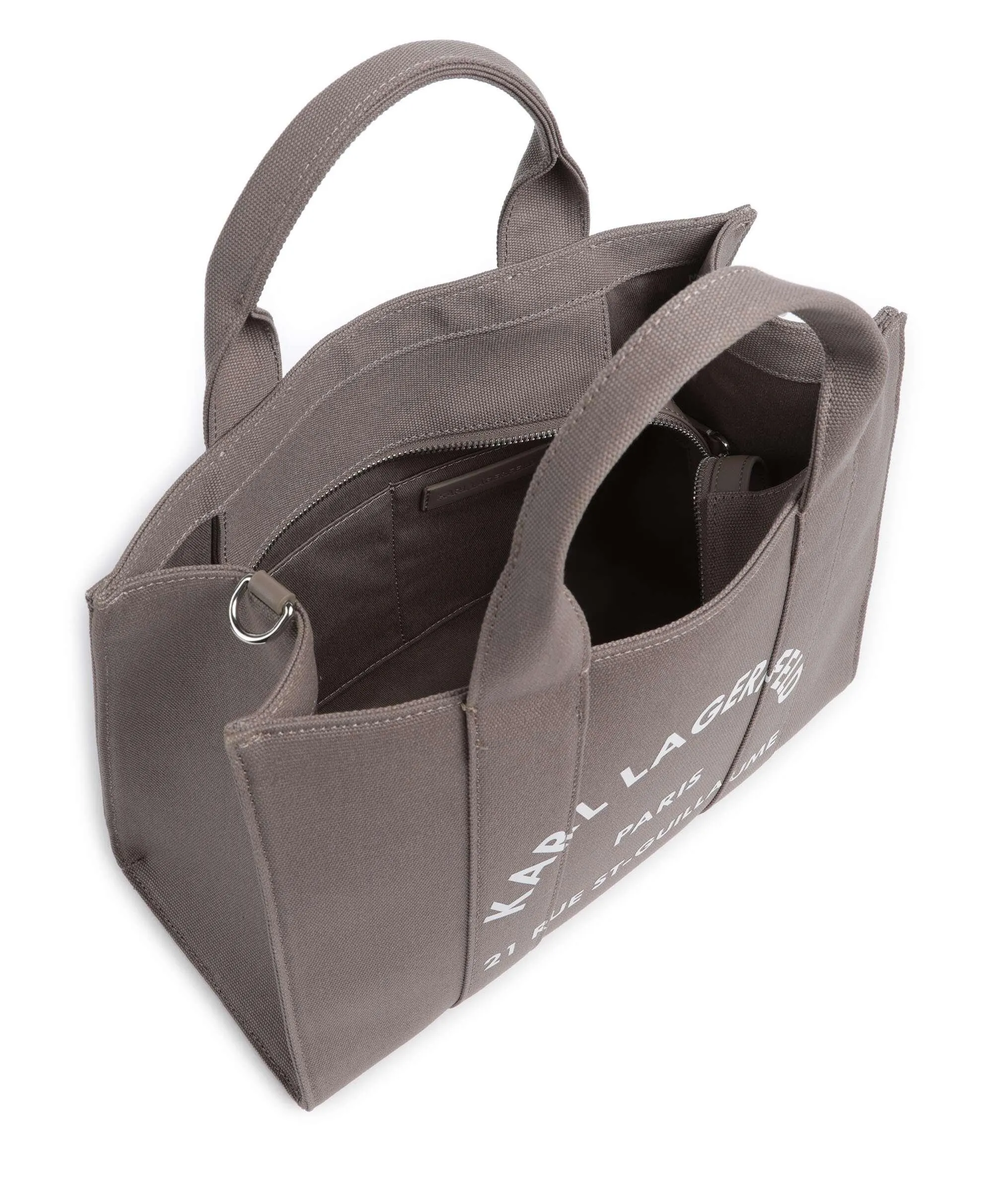  Karl Lagerfeld K/Rue St Guillaume Medium Borsa a mano cotone grigio  