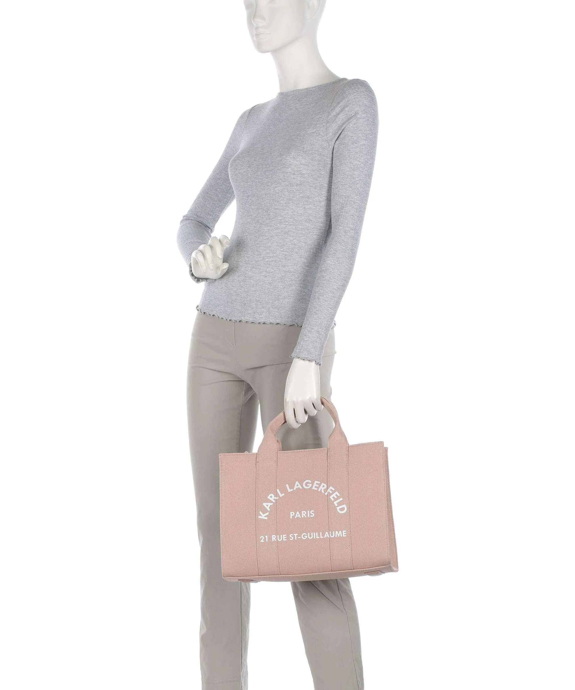  Karl Lagerfeld K/Rue St Guillaume Medium Borsa a mano cotone rosa antico  