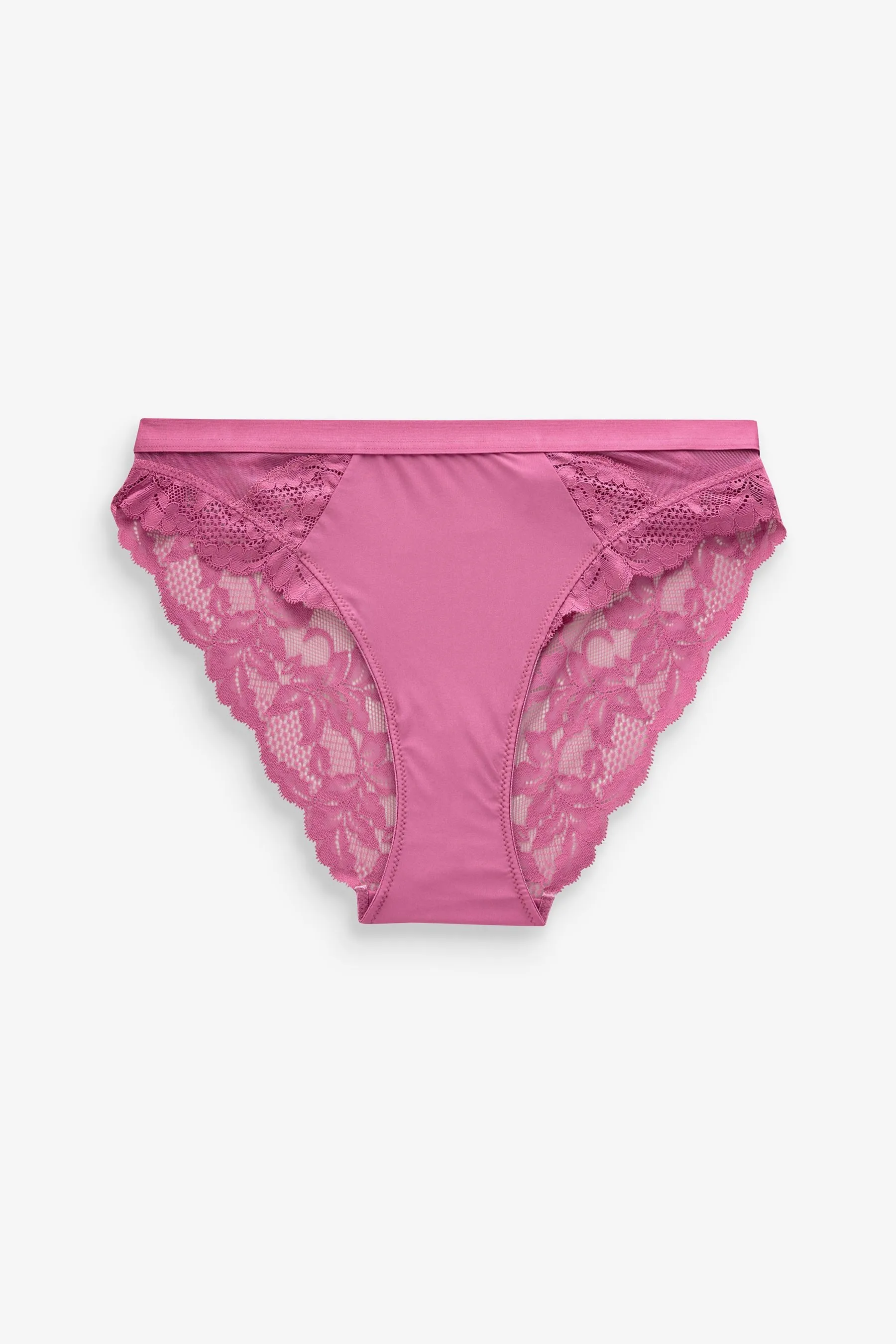 Lace Trim High Leg Knickers 2 Pack    