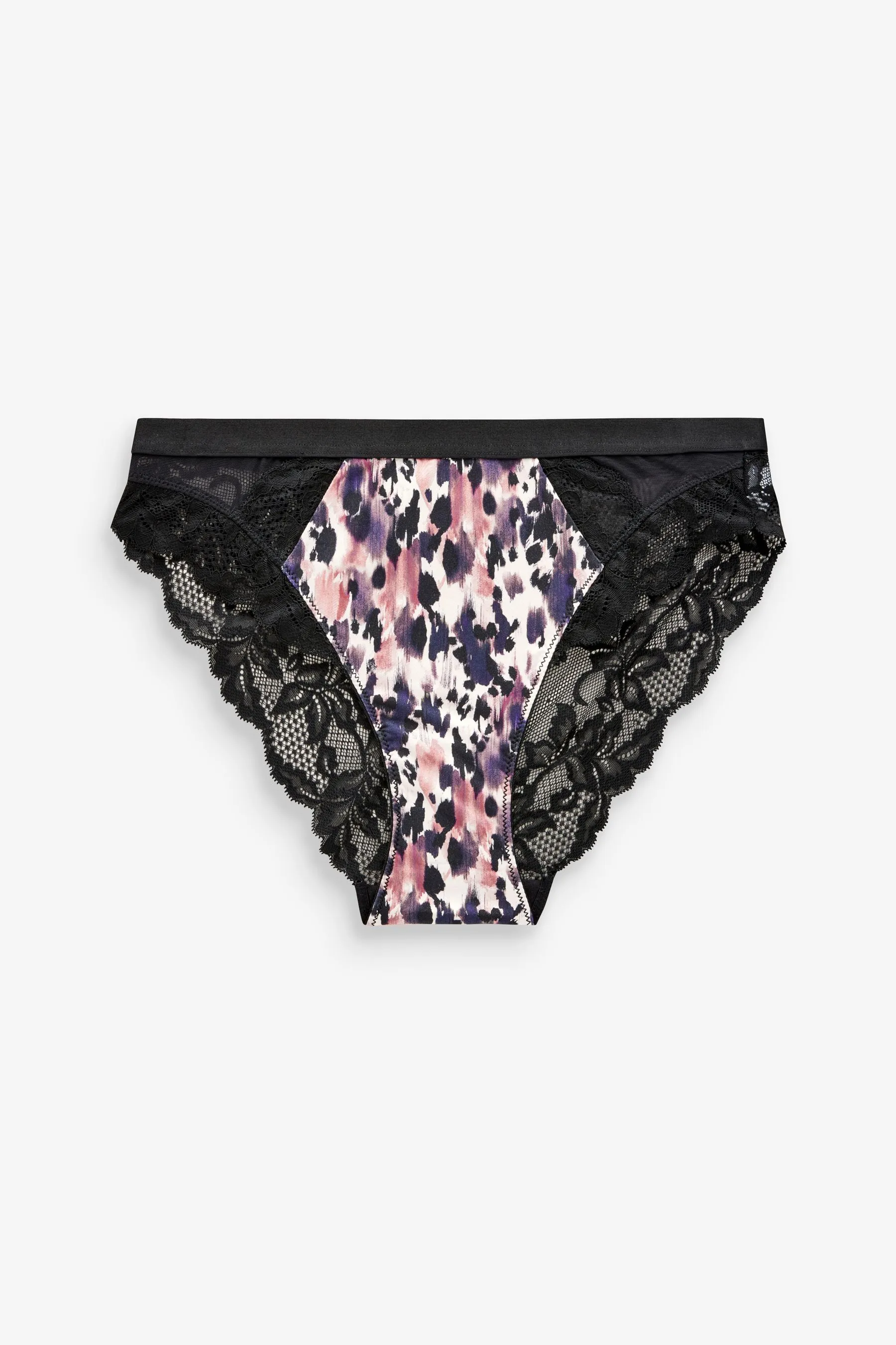 Lace Trim High Leg Knickers 2 Pack    