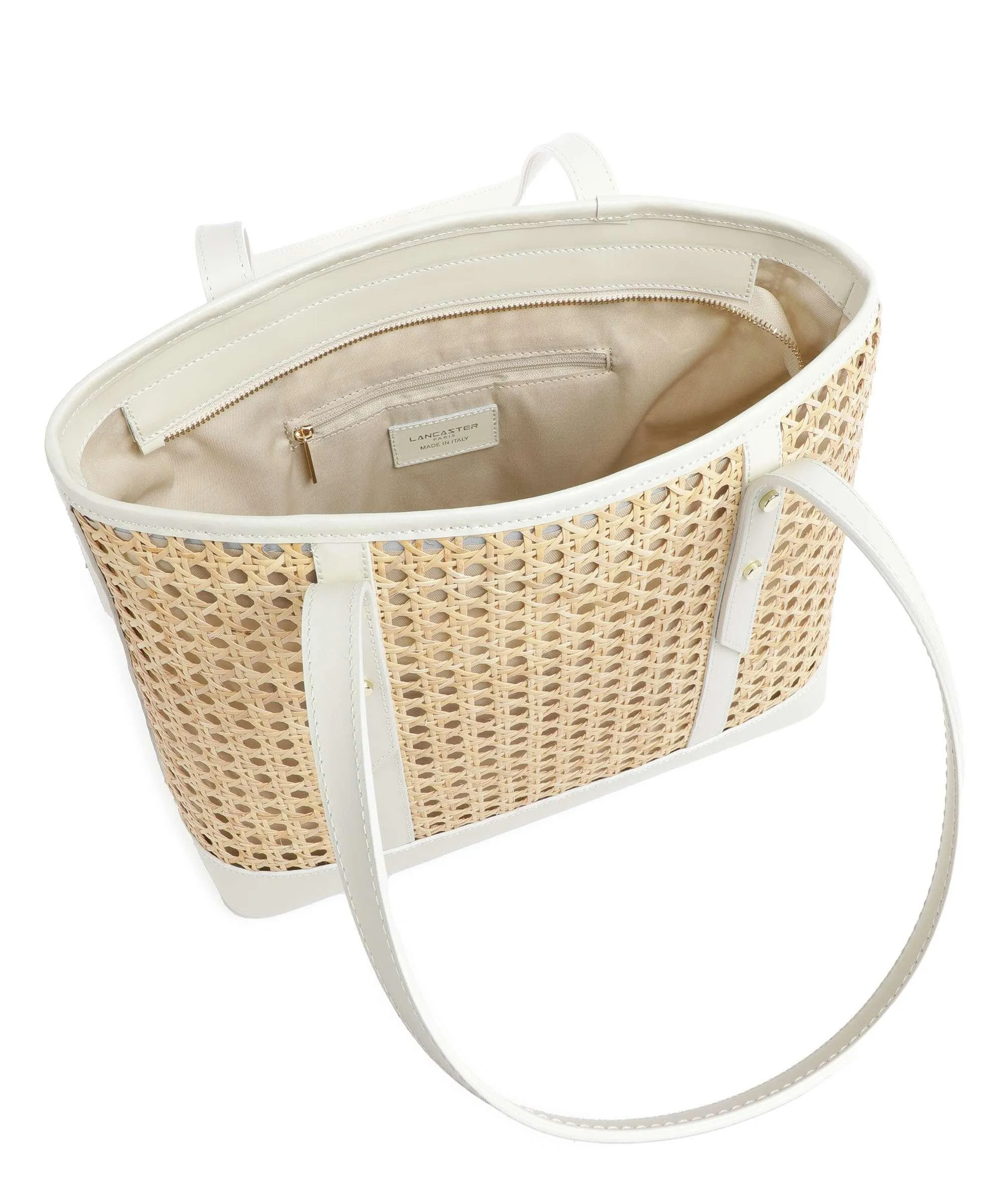  Lancaster Actual Cannage Rotin Borsa shopper rattan, pelle bovina beige  