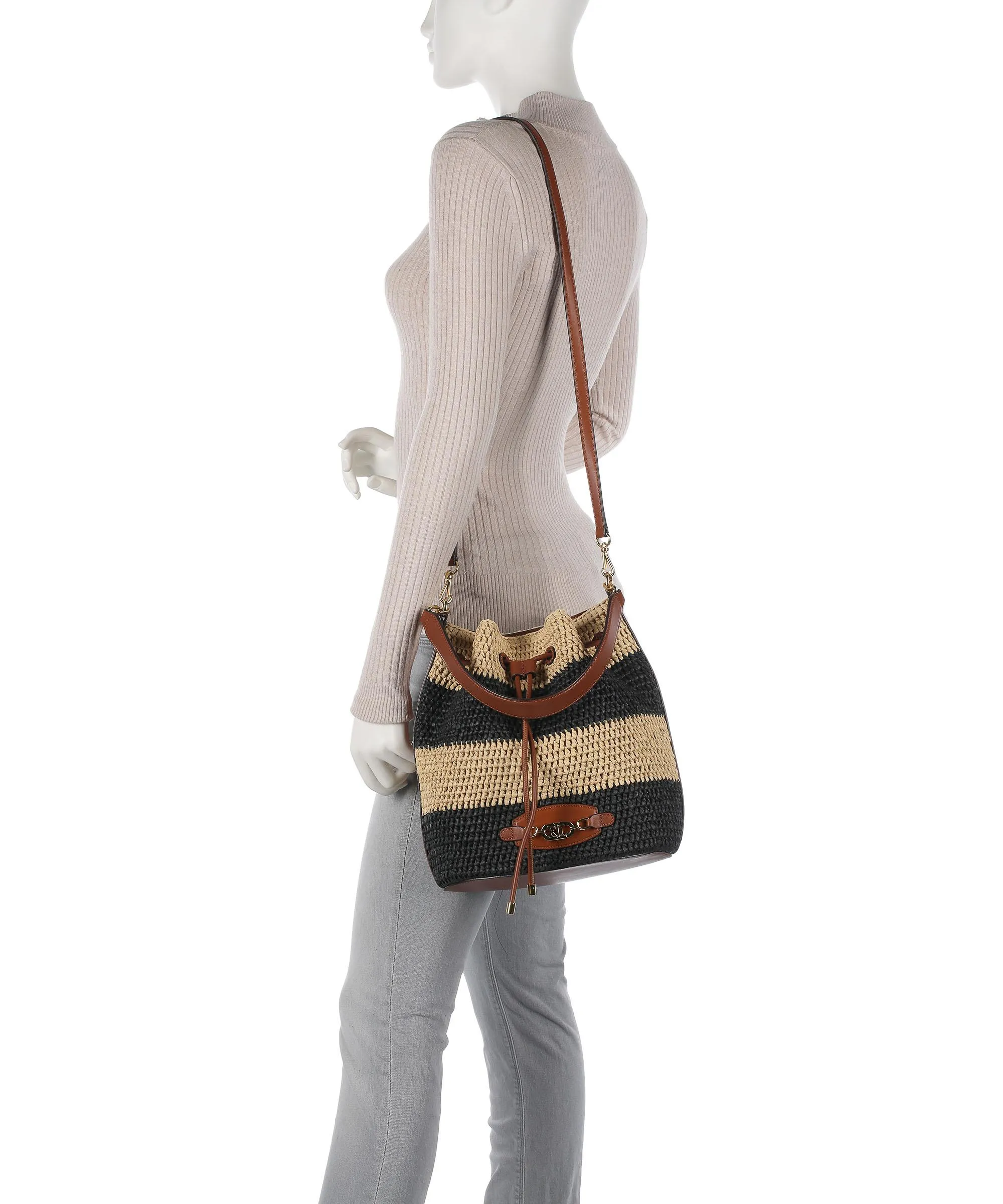  Lauren Ralph Lauren Andie 25 Borsa a secchiello carta natura/nero  