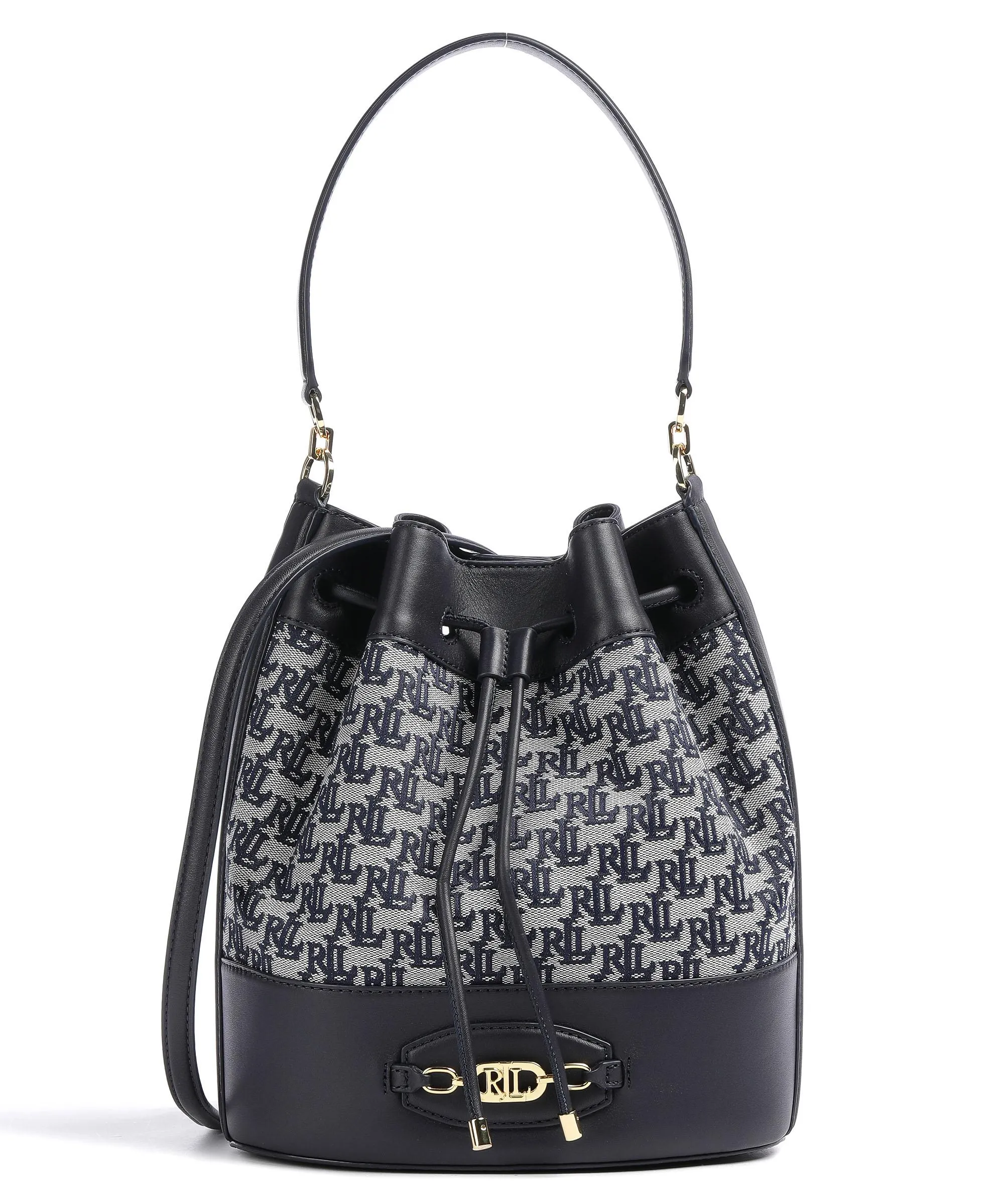  Lauren Ralph Lauren Andie 25 Borsa a secchiello cotone, pelle di vacchetta finemente grana navy  