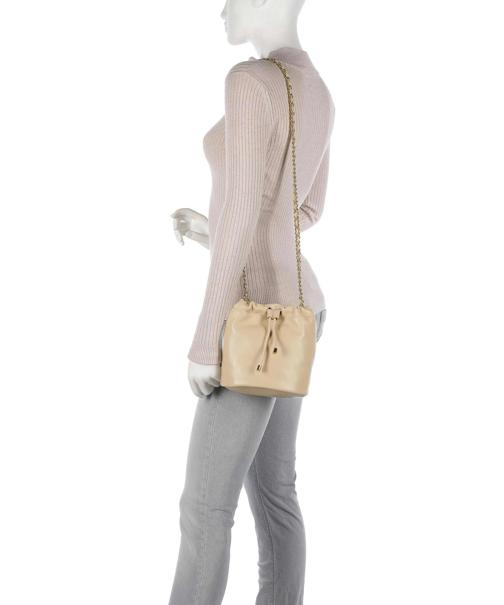  Lauren Ralph Lauren Emmy 19 Borsa a secchiello pelle di pecora beige  