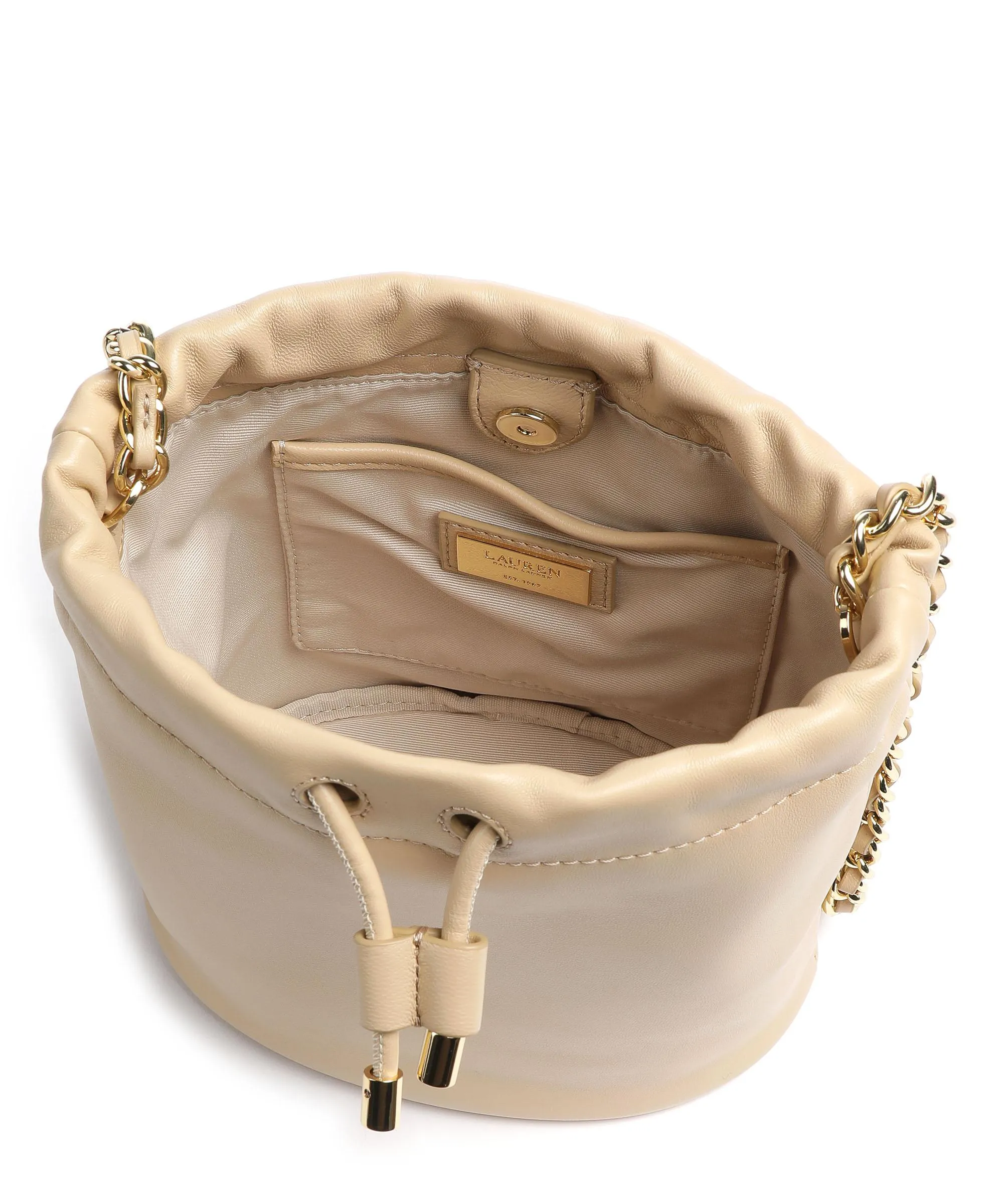  Lauren Ralph Lauren Emmy 19 Borsa a secchiello pelle di pecora beige  