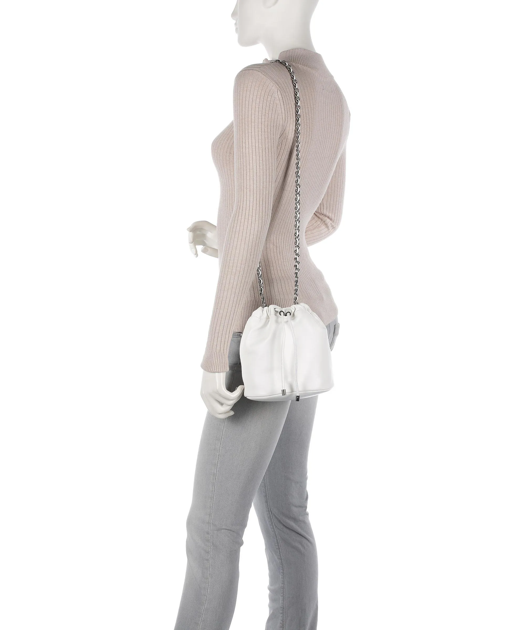  Lauren Ralph Lauren Emmy 19 Borsa a secchiello pelle di pecora bianco  