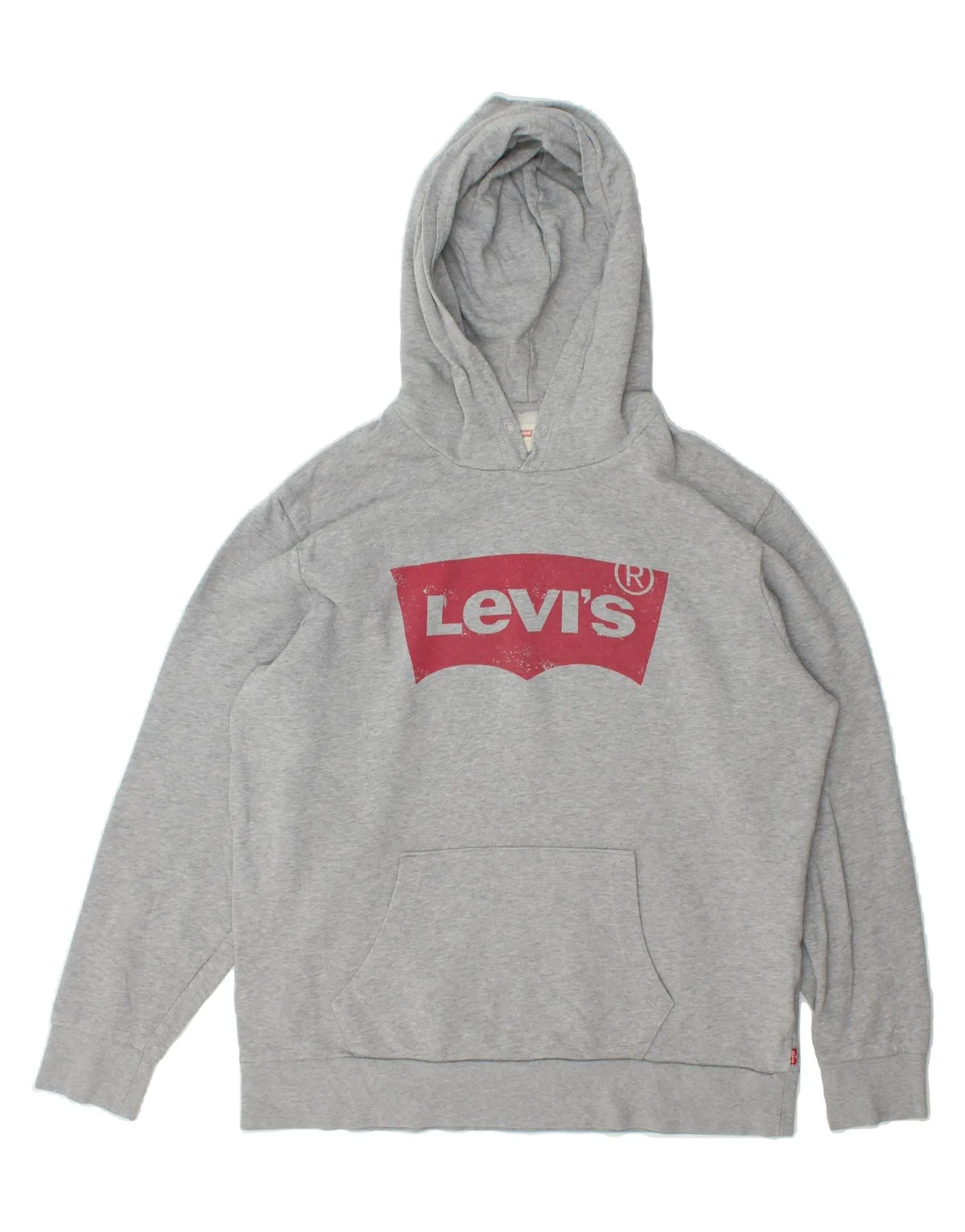 LEVI'S Mens Graphic Hoodie Jumper Large Grey Cotton