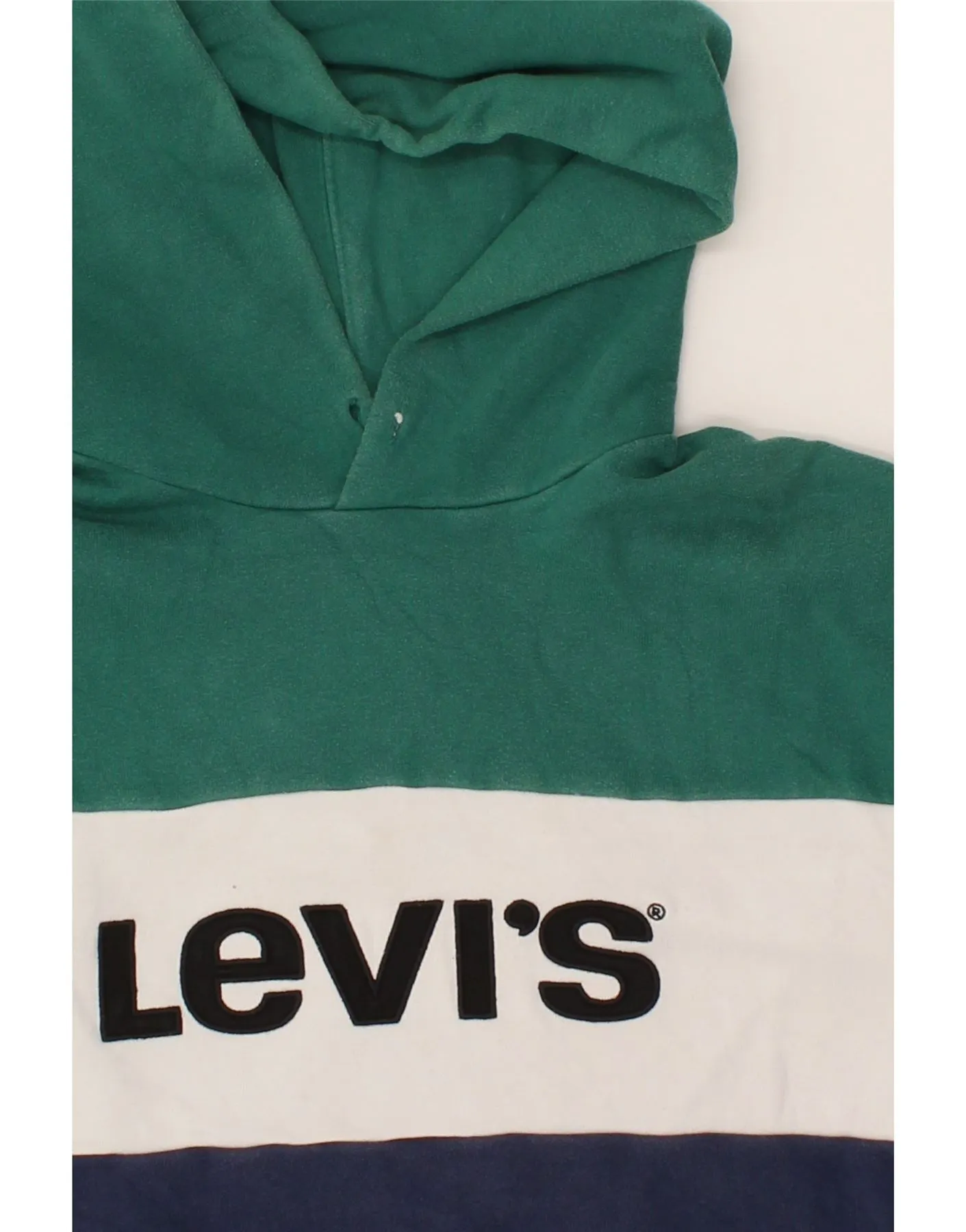 LEVI'S Womens Crop Graphic Hoodie Jumper UK 6 XS Multicoloured Colourblock