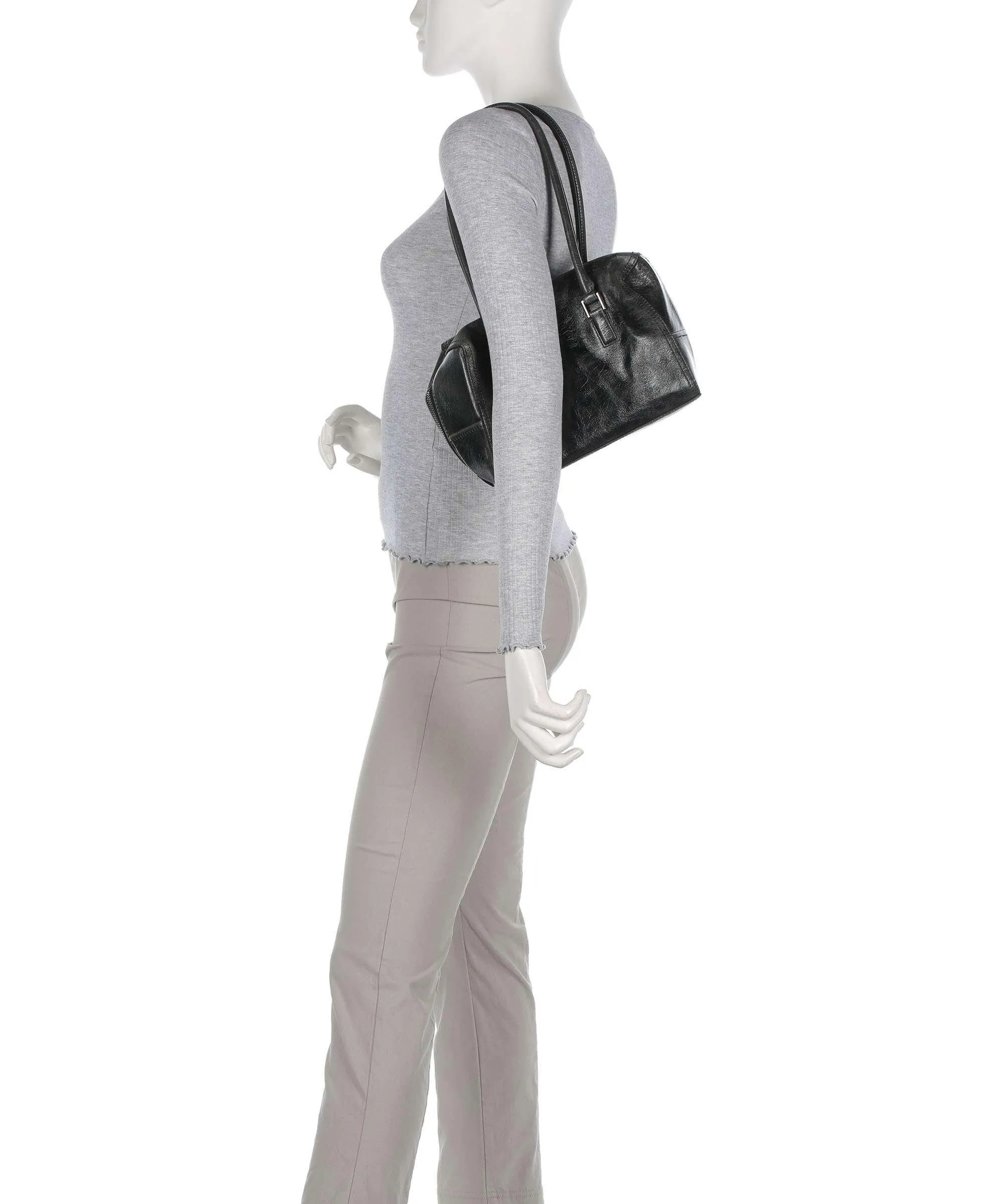  Liebeskind Kayla Lack Distressed M Borsa a spalla pelle bovina grigio scuro  