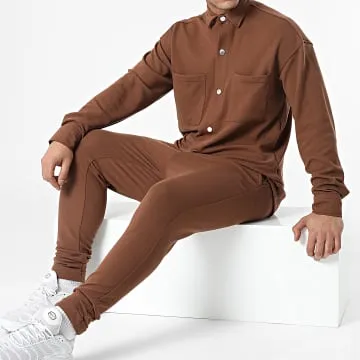 LL610 Set di maglia e pantaloni da jogging marrone