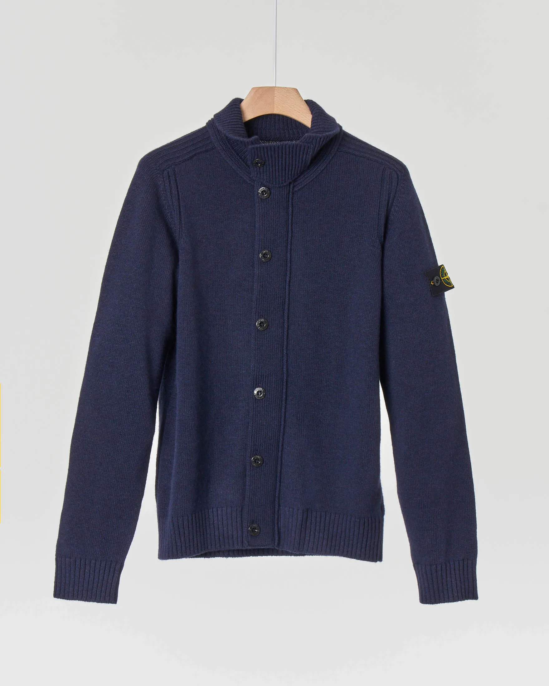 Maglia blu in lana e cachemire con doppia chiusura zip e bottoni 8 anni