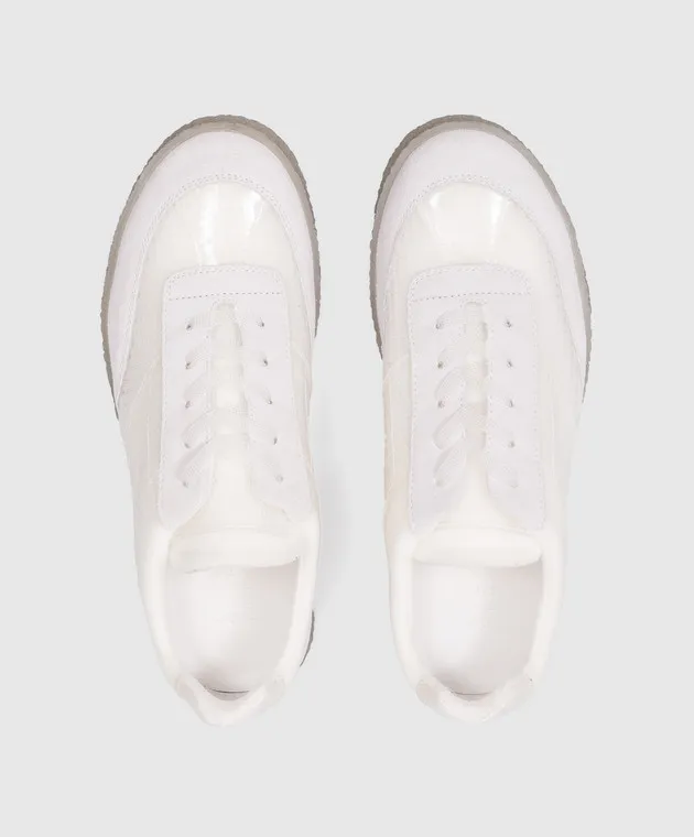 Maison Margiela MM6 Scarpe da ginnastica combinate bianche con logo in rilievo S59WS0212P6391