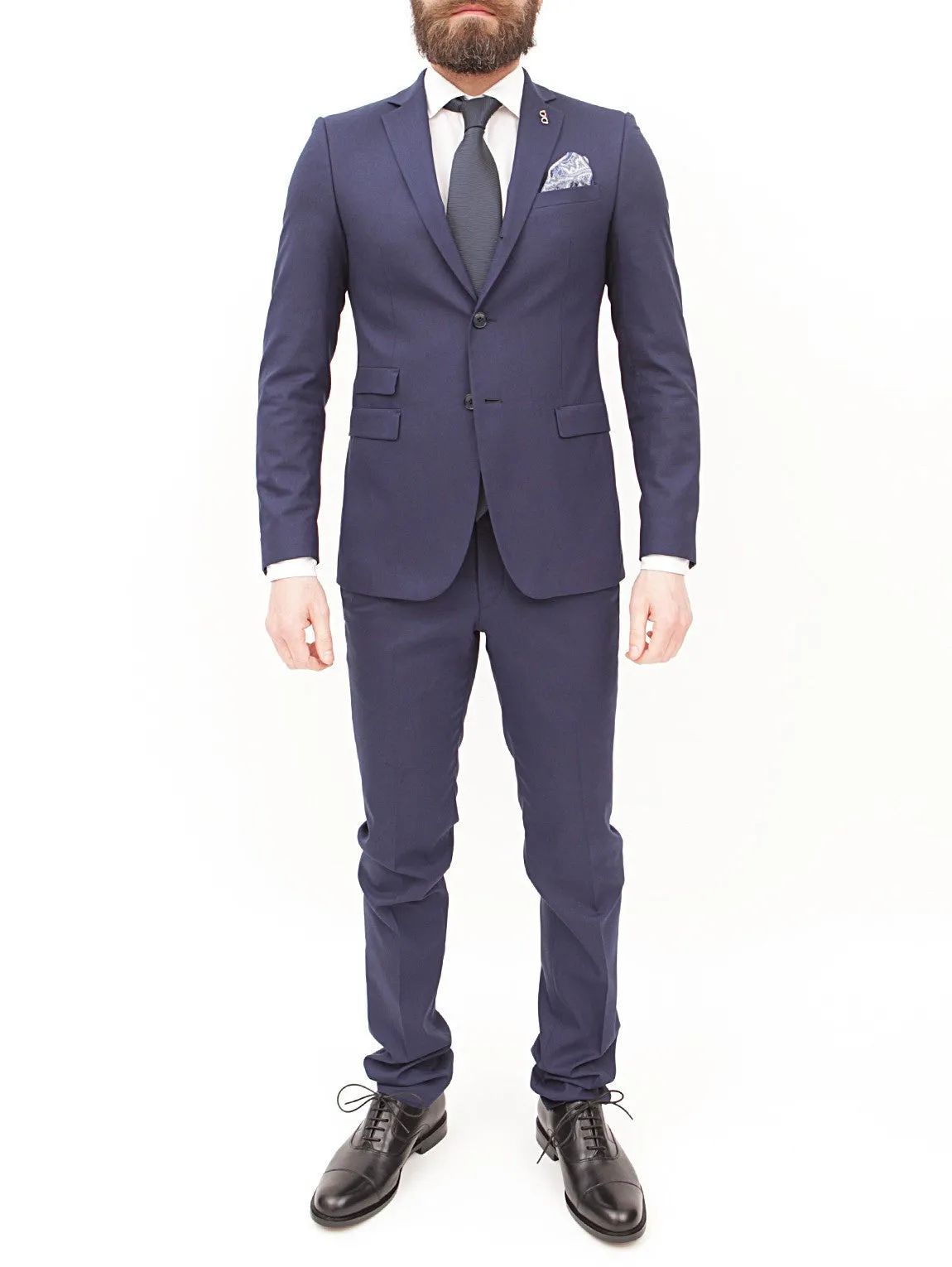 MANUEL RITZ - Abito slim in viscosa techno stretch NAVY