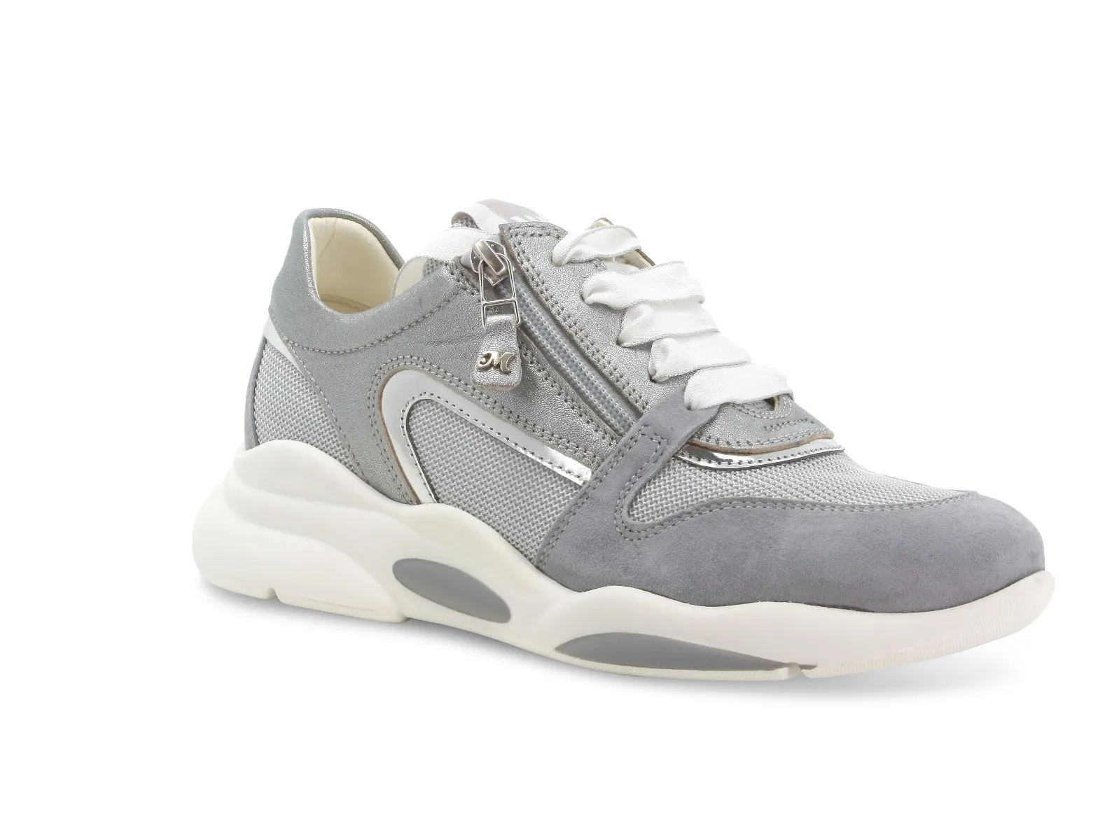 Melluso donna sneakers con zip in pelle e tessuto