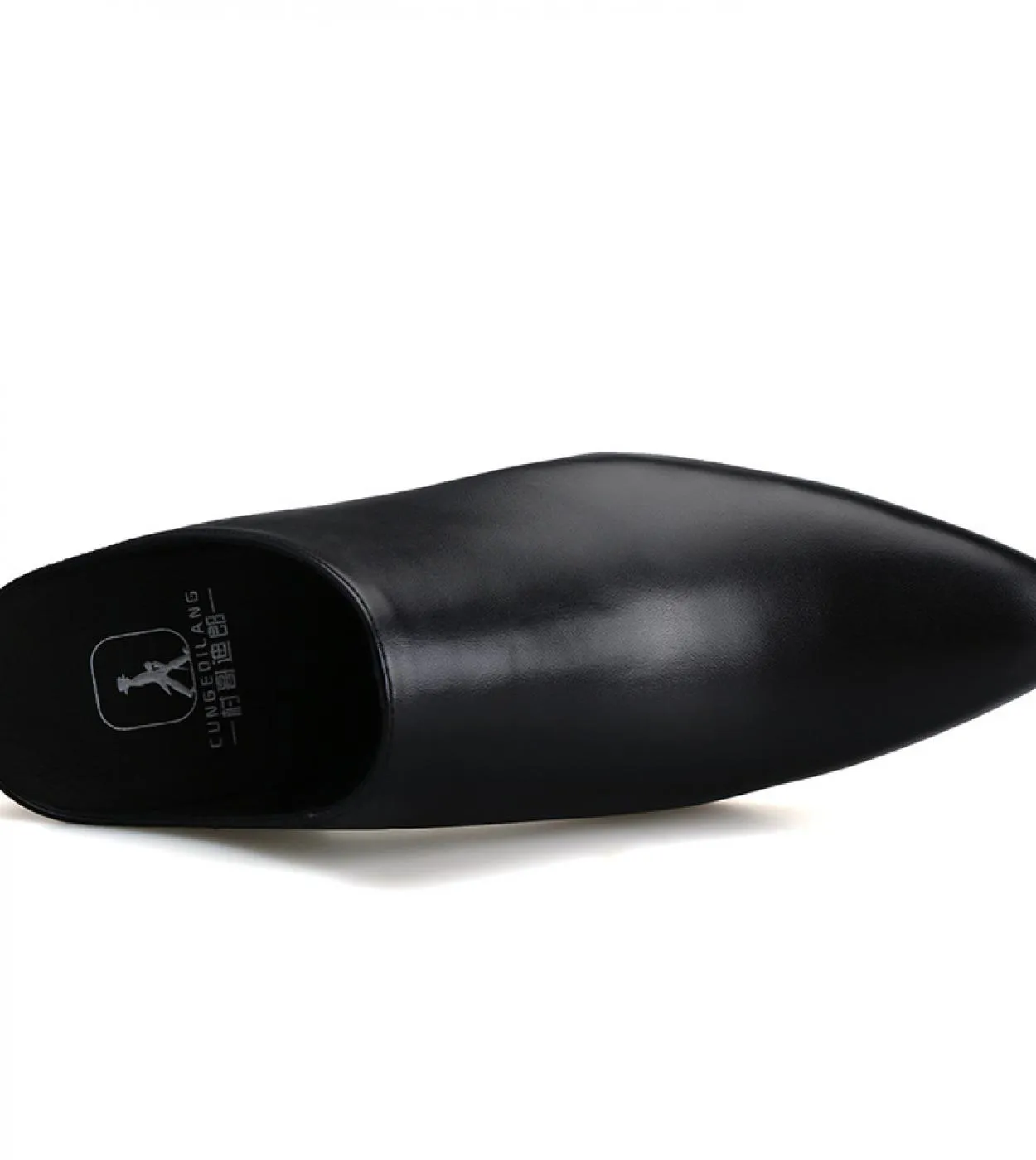 Mezze pantofole da uomo Scarpe con tacco alto da 5 cm Nero Blu Bianco Sandali da ufficio estivi Punta a punta in vera pelle 2023