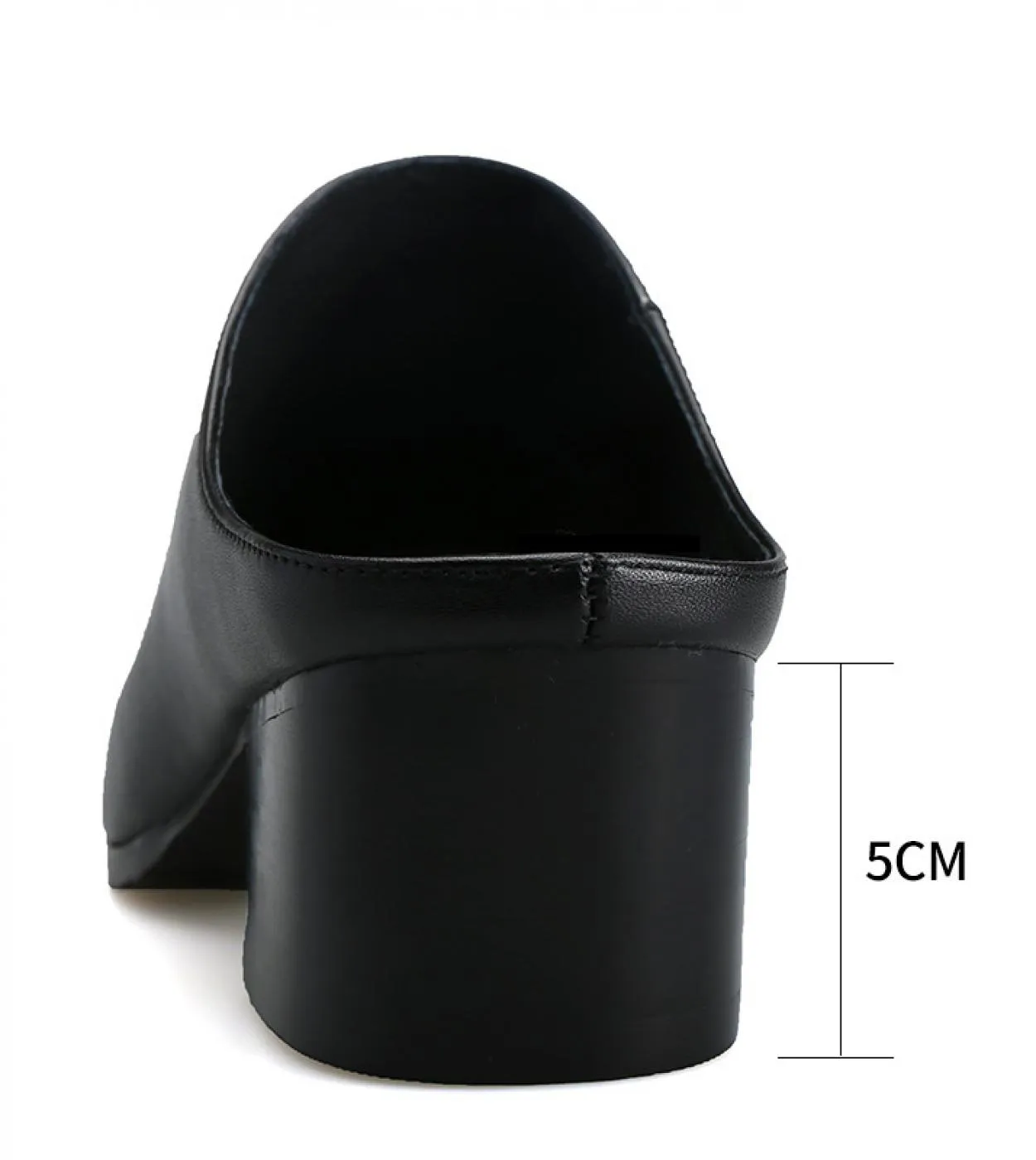 Mezze pantofole da uomo Scarpe con tacco alto da 5 cm Nero Blu Bianco Sandali da ufficio estivi Punta a punta in vera pelle 2023