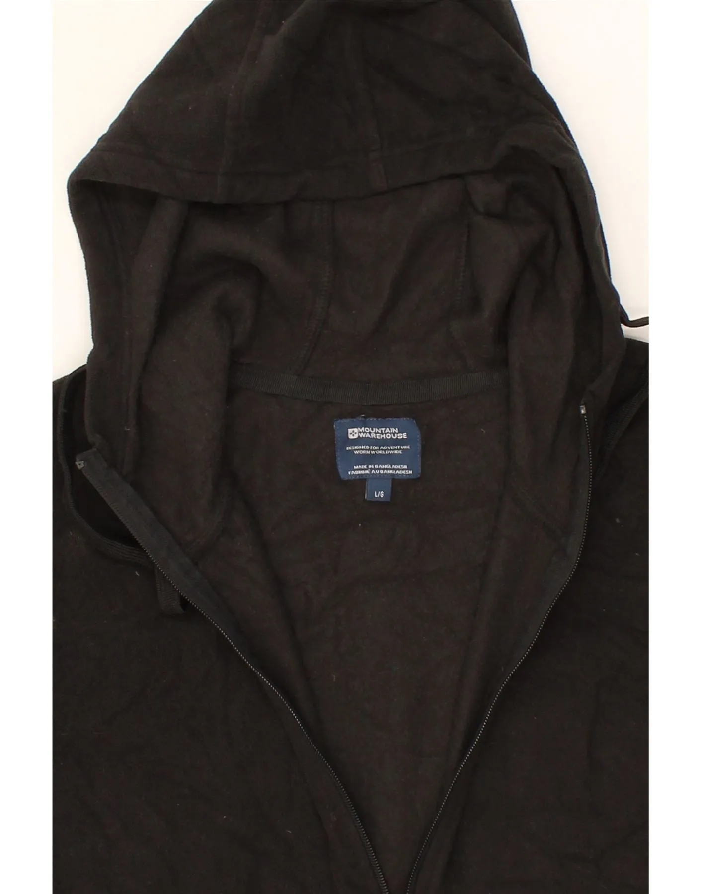 MOUNTAIN WAREHOUSE Mens Zip Hoodie Sweater Large Black Polyester