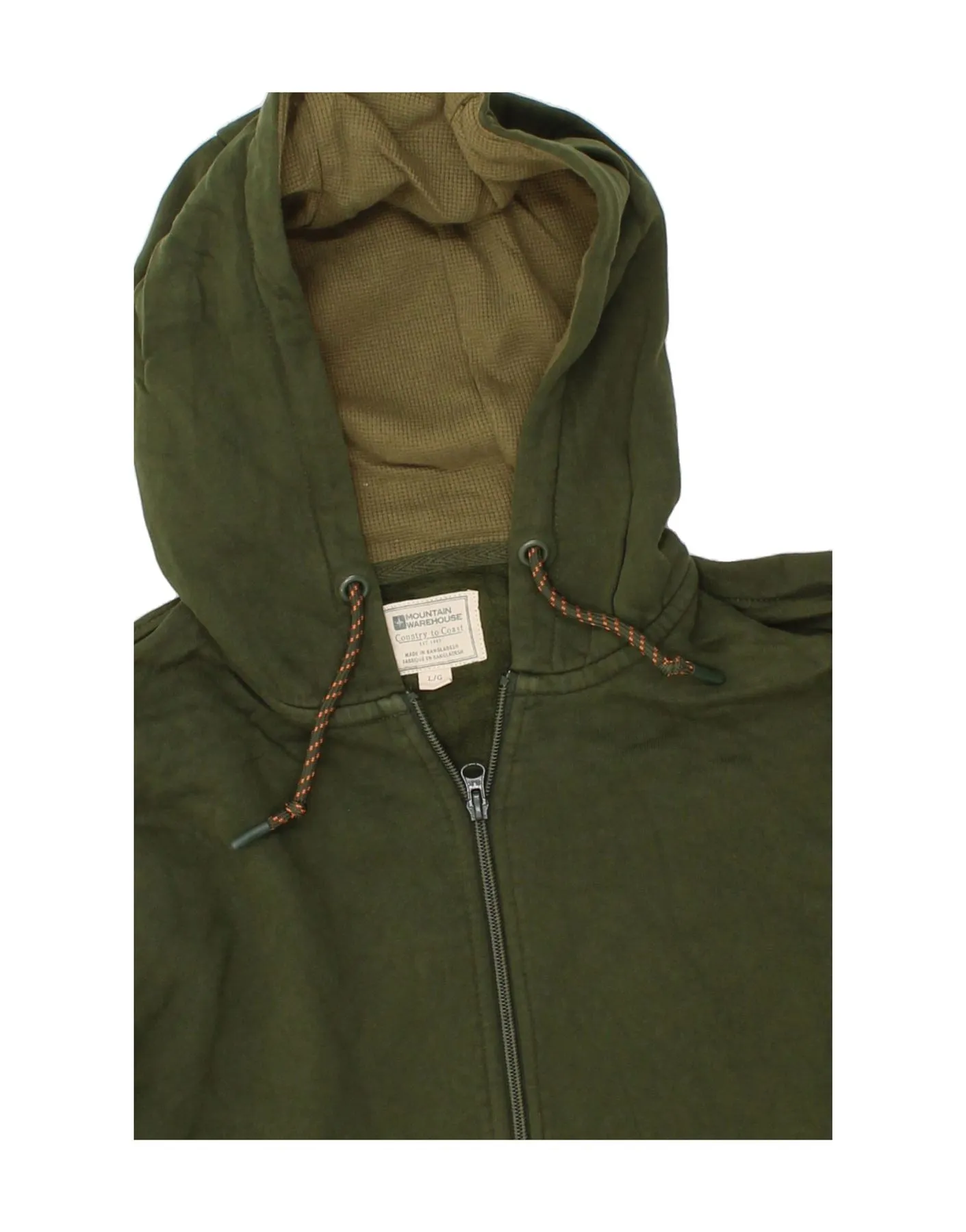 MOUNTAIN WAREHOUSE Womens Zip Hoodie Sweater UK 16 Large Green Cotton