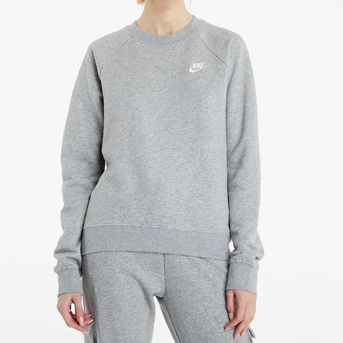 Nike felpa donna a girocollo in cotone grigio BV4110-063