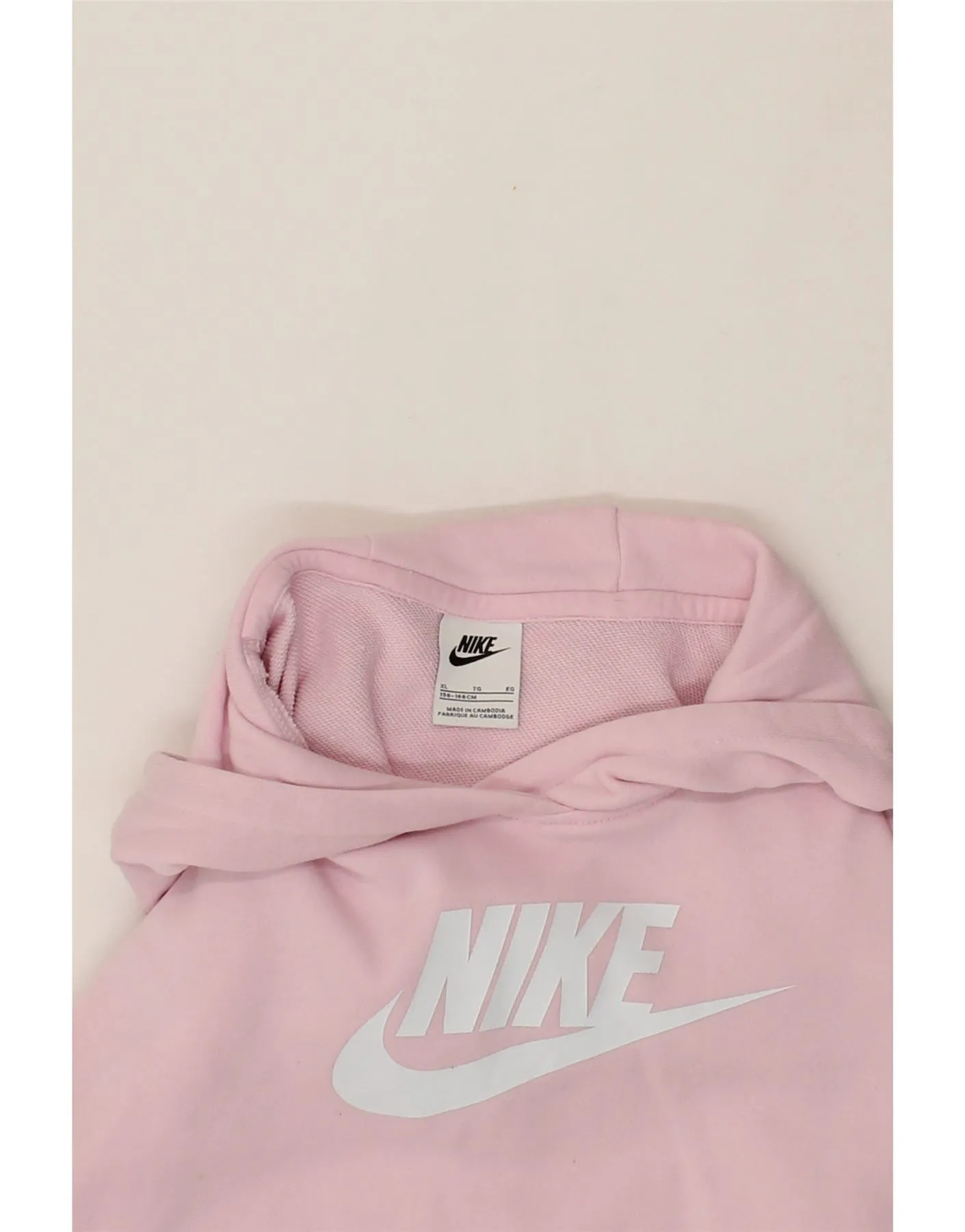 NIKE Girls Graphic Crop Hoodie Jumper 13-14 Years XL Pink Cotton
